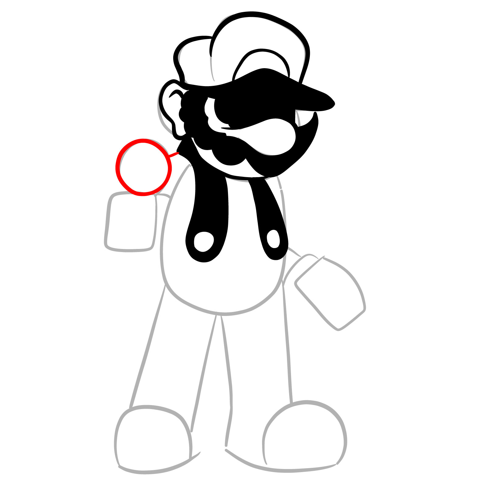 How to draw Mario.EXE (GB Mario Land) - step 14