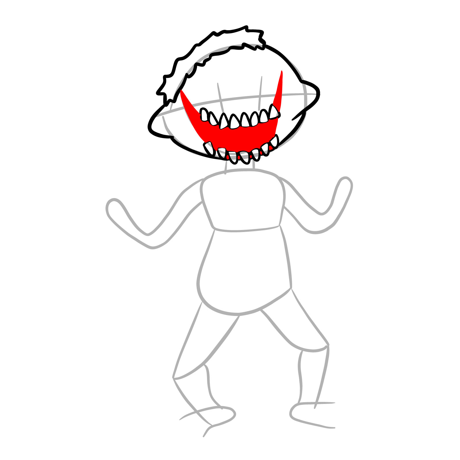 How to draw week 5 Monster in static idle pose - step 10