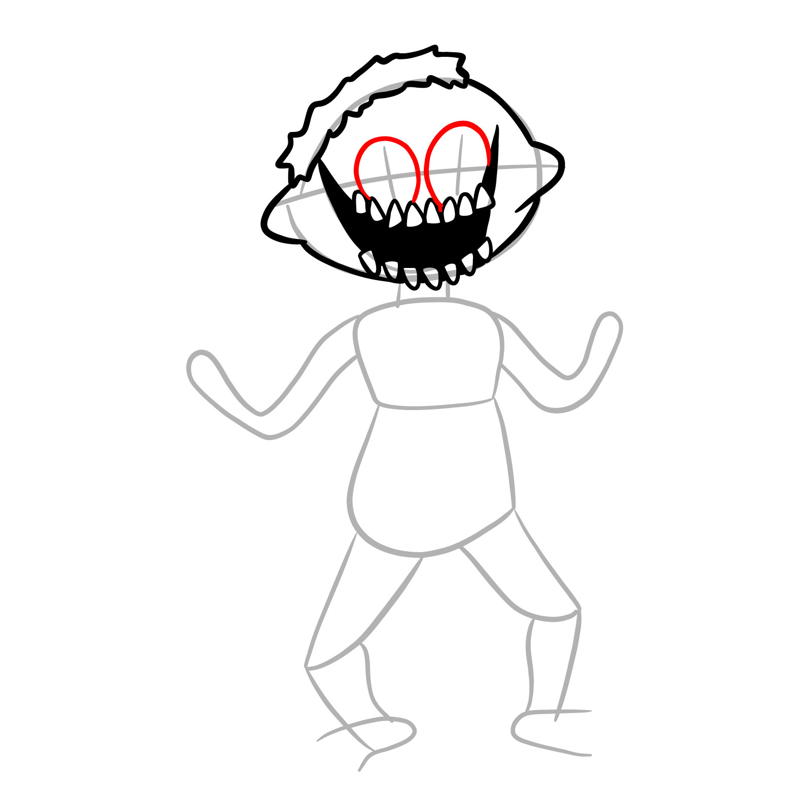 How to draw week 5 Monster in static idle pose - step 11