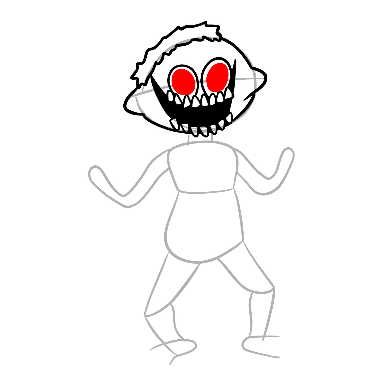 How to draw week 5 Monster in static idle pose - step 12