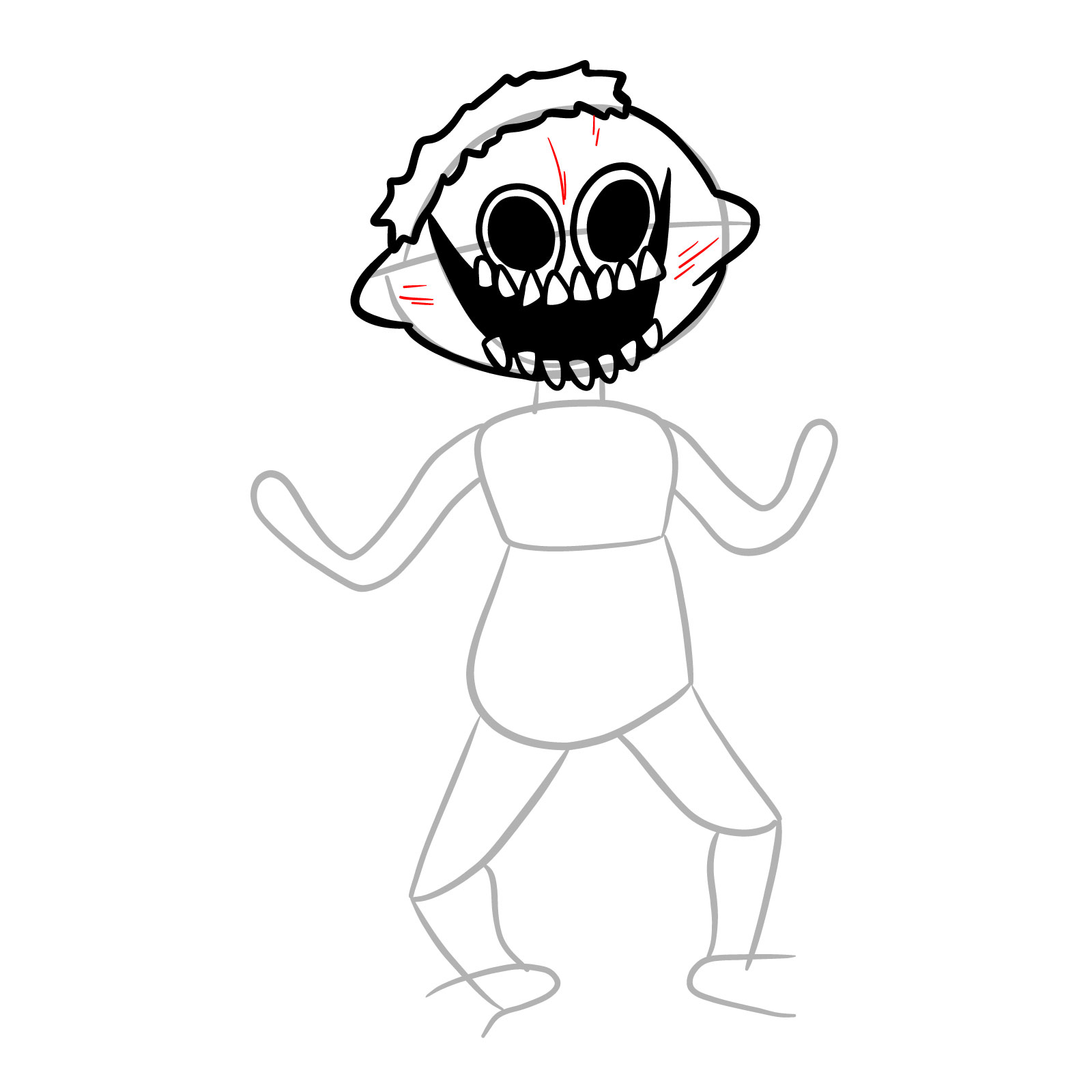 How to draw week 5 Monster in static idle pose - step 13