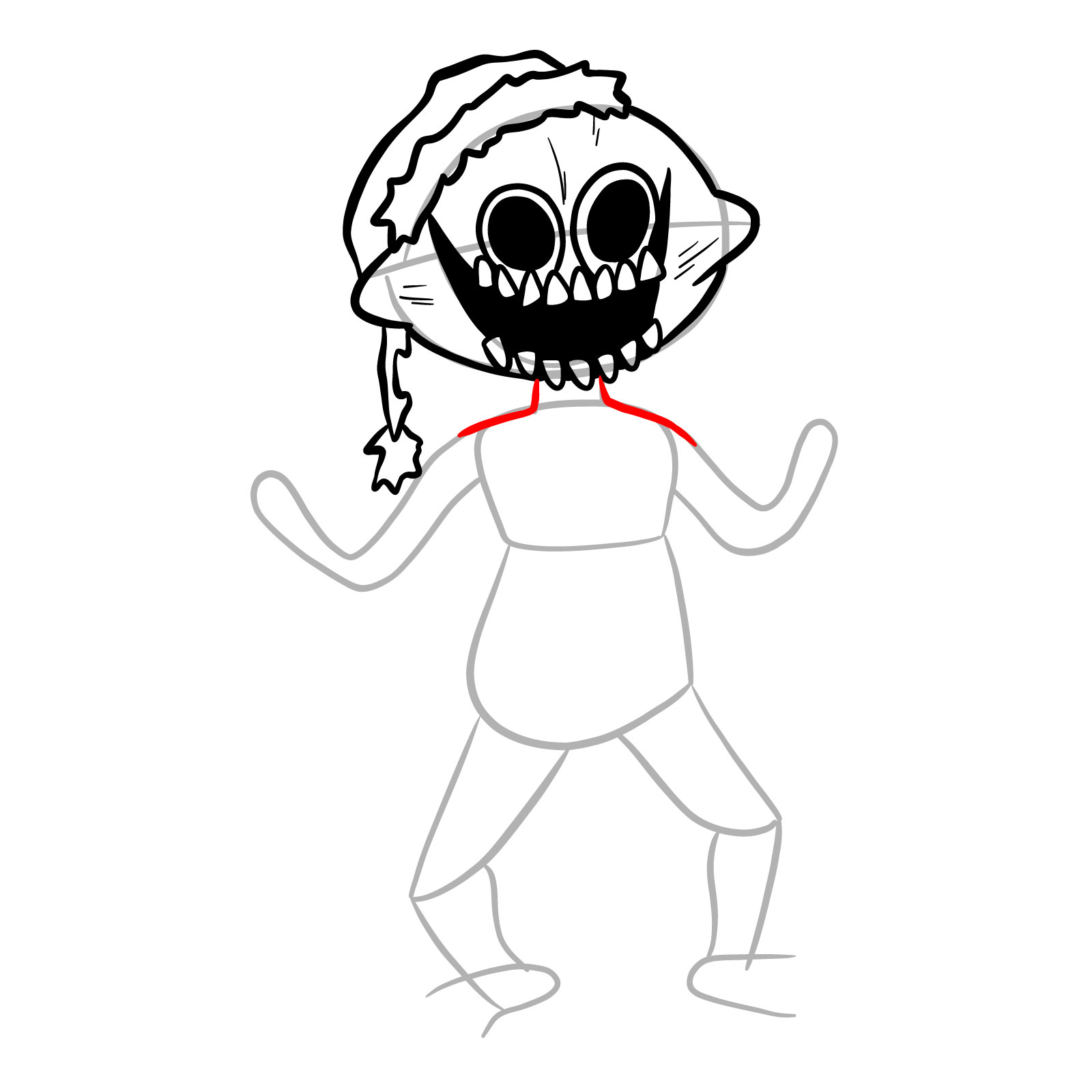 How to draw week 5 Monster in static idle pose - step 16