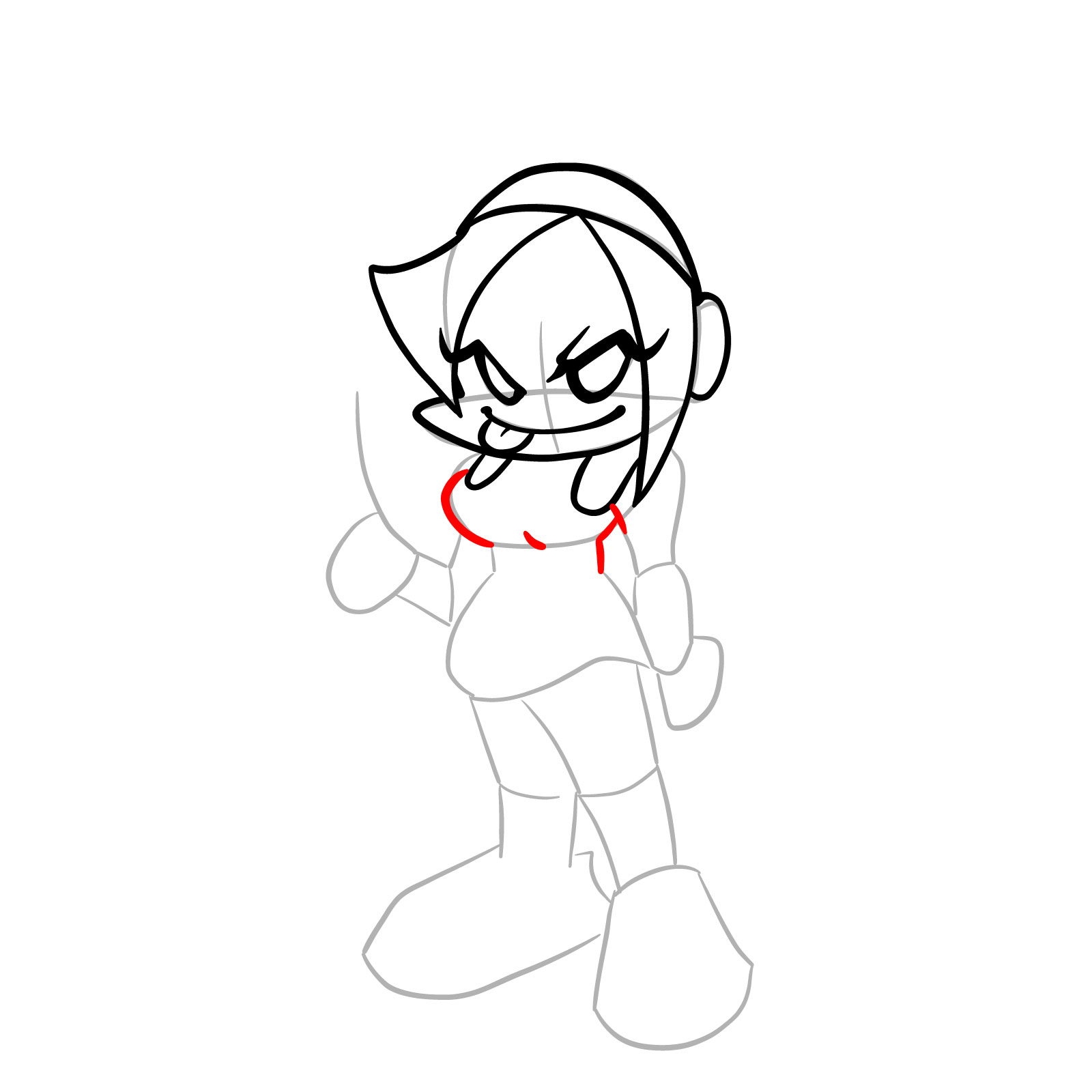 How to draw Nene from FNF - step 12