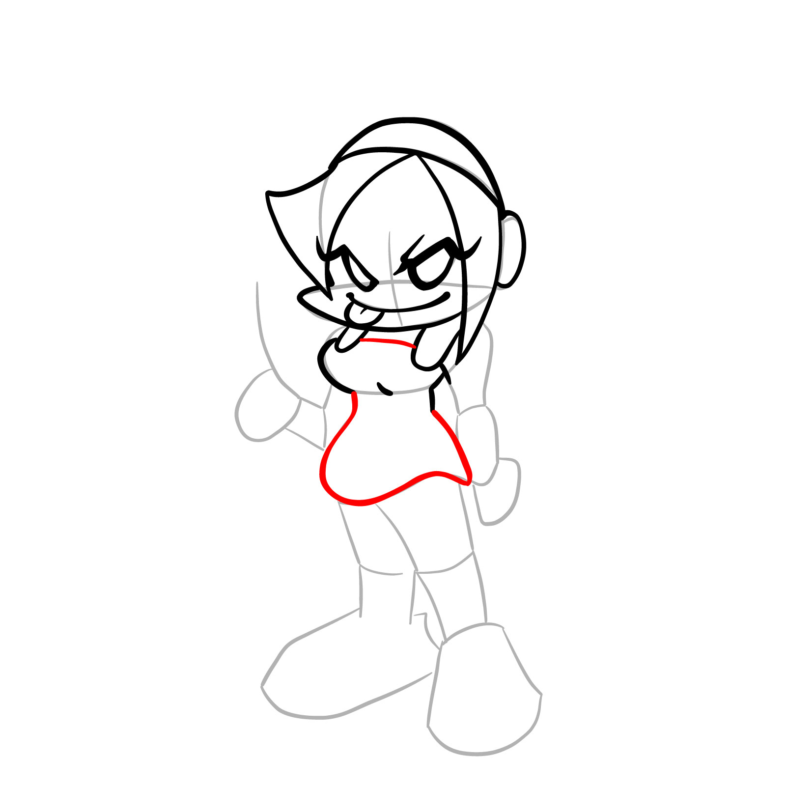 How to draw Nene from FNF - step 13