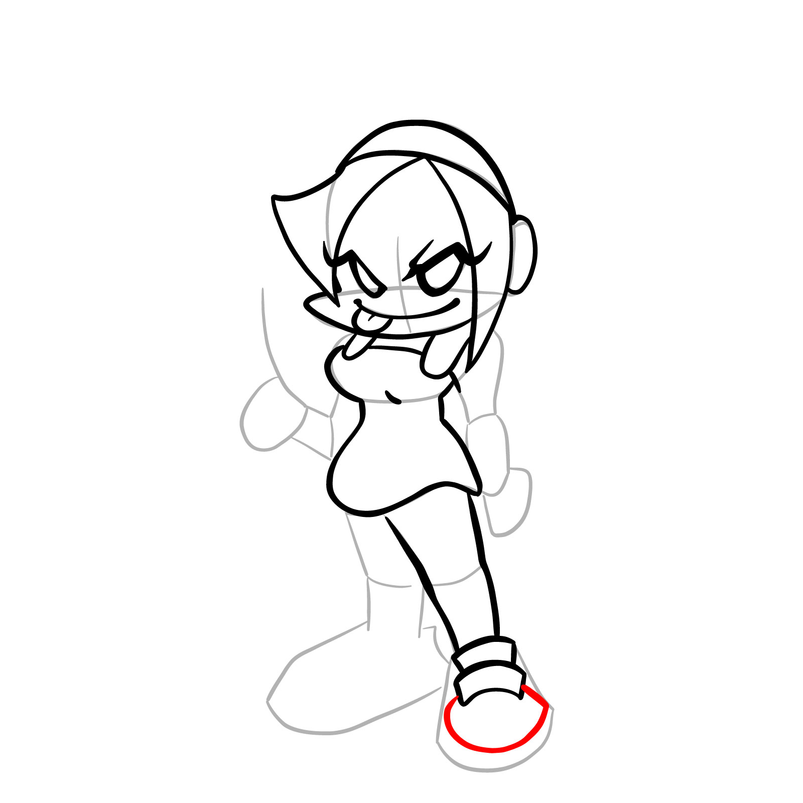 How to draw Nene from FNF - step 16