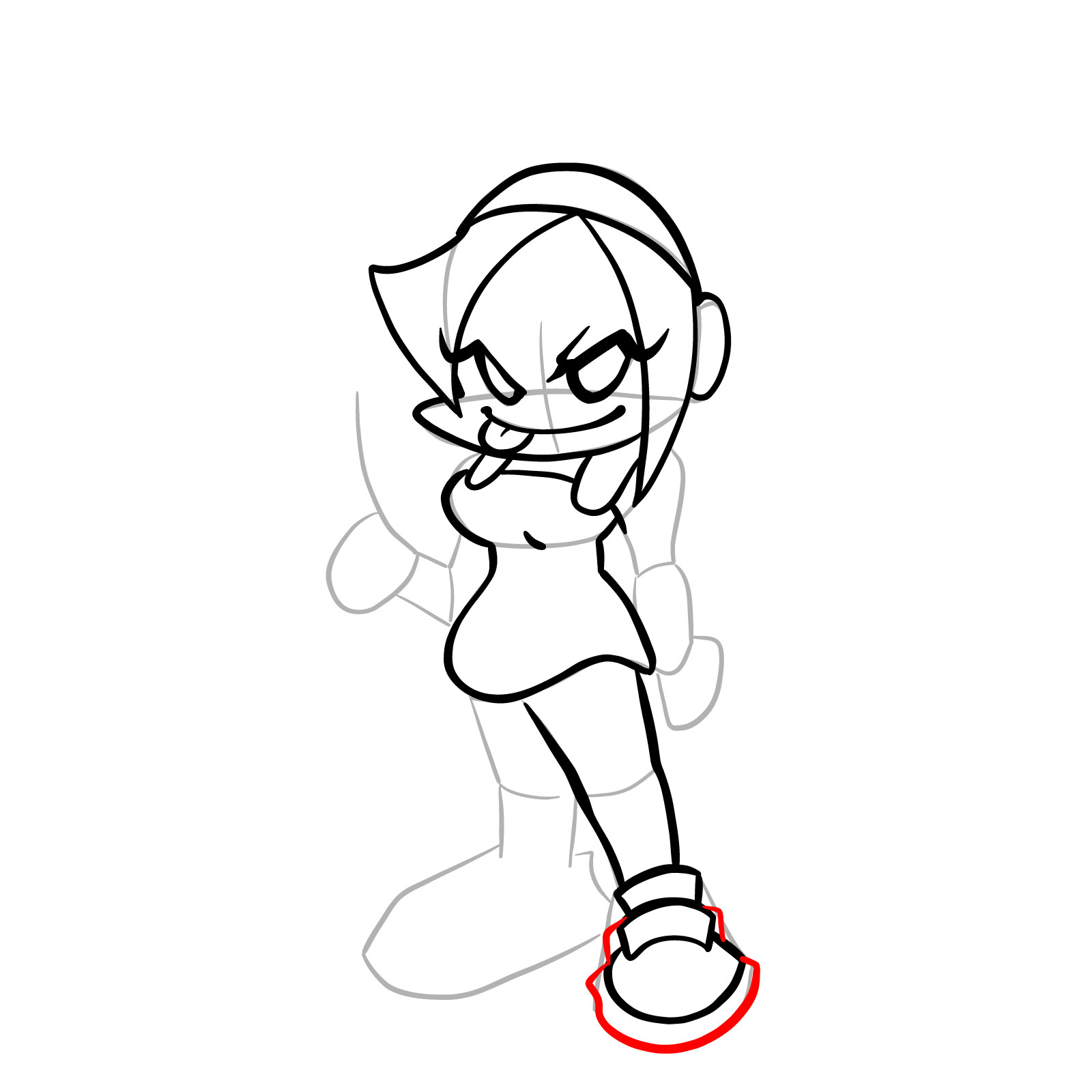 How to draw Nene from FNF - step 17