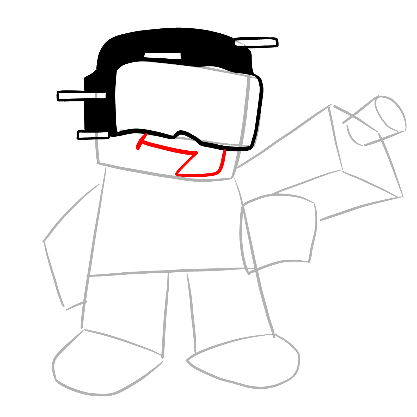 How to draw Pibby Tankman - step 07