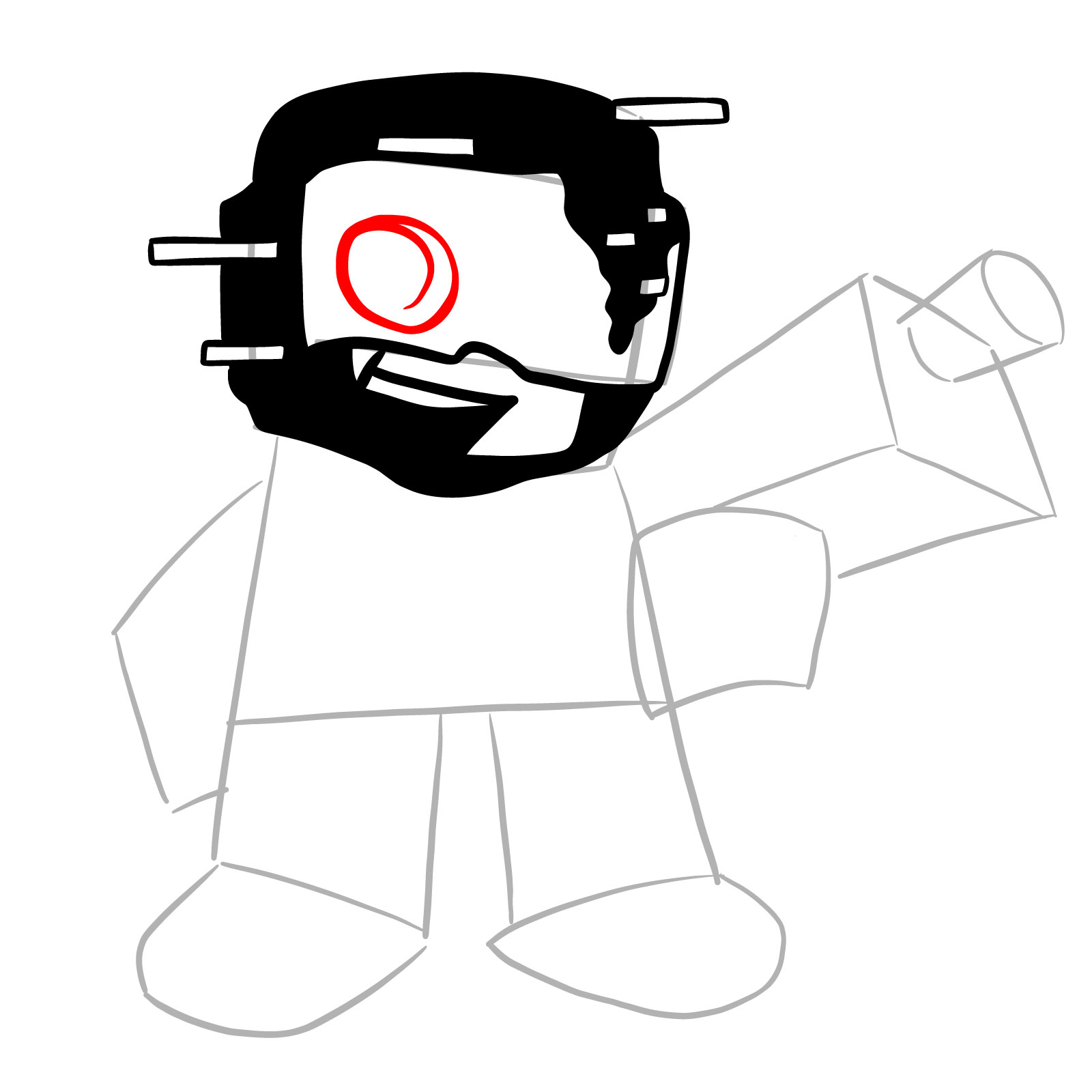 How to draw Pibby Tankman - step 10