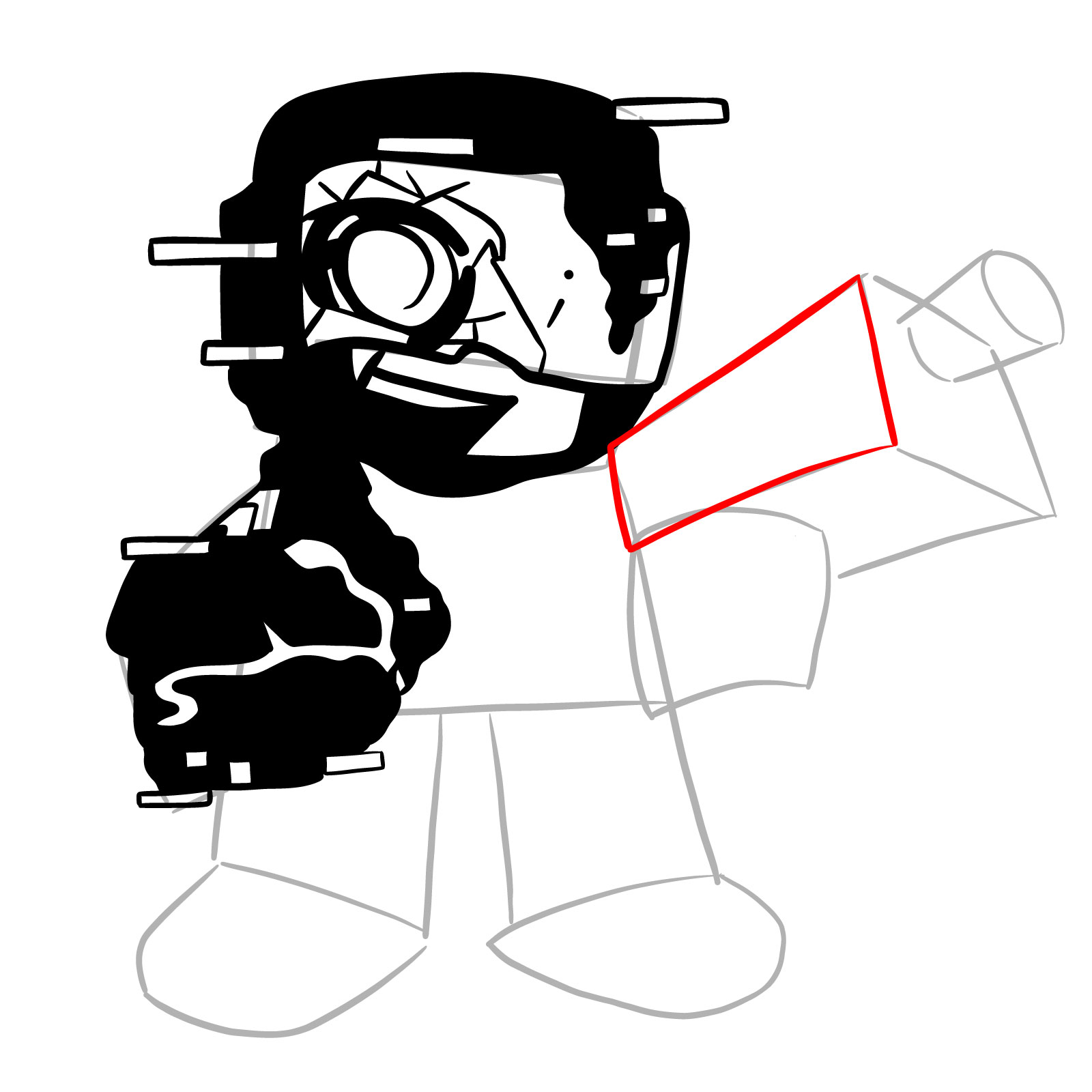 How to draw Pibby Tankman - step 19