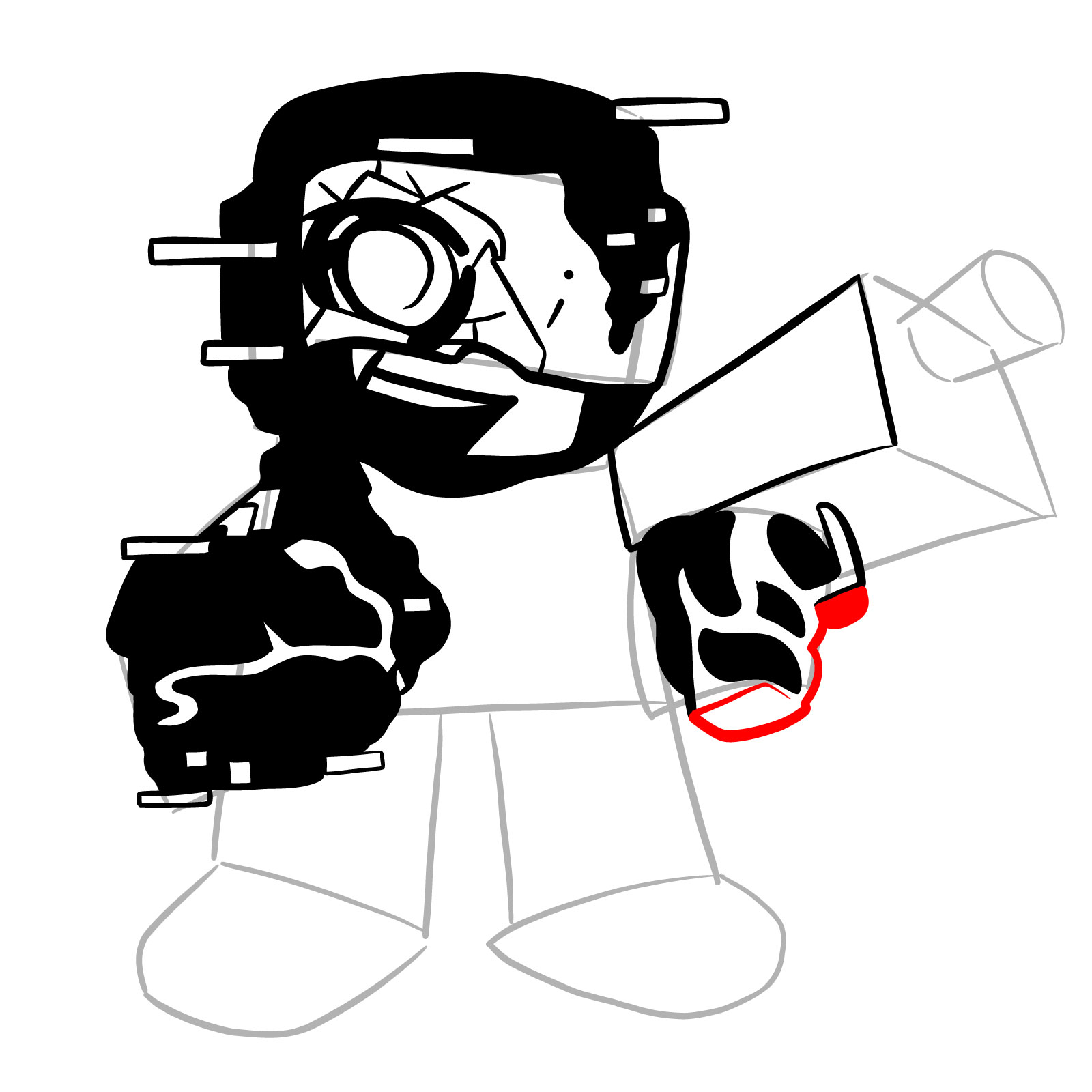 How to draw Pibby Tankman - step 22