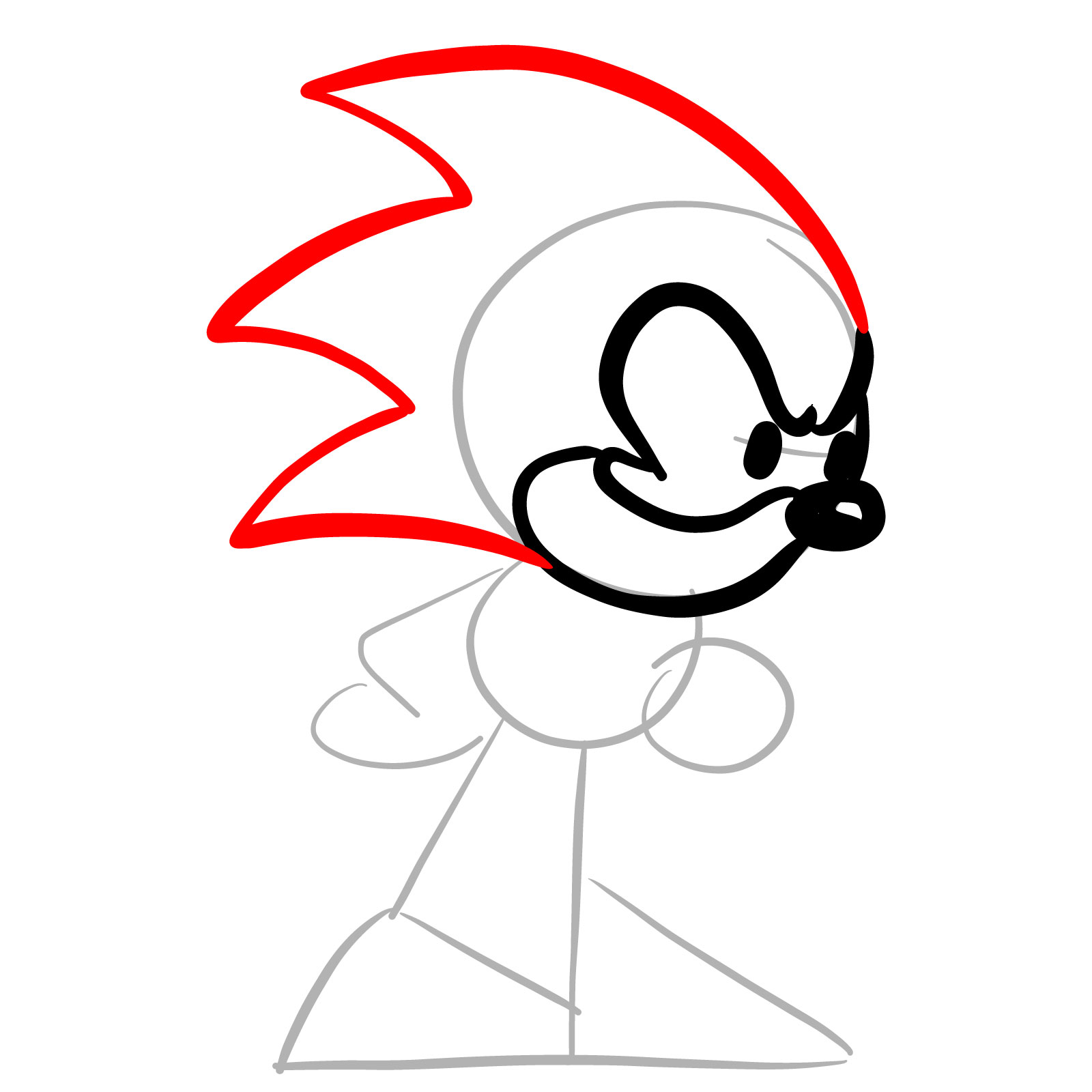 How to draw Dorkly Sonic from FNF - step 08