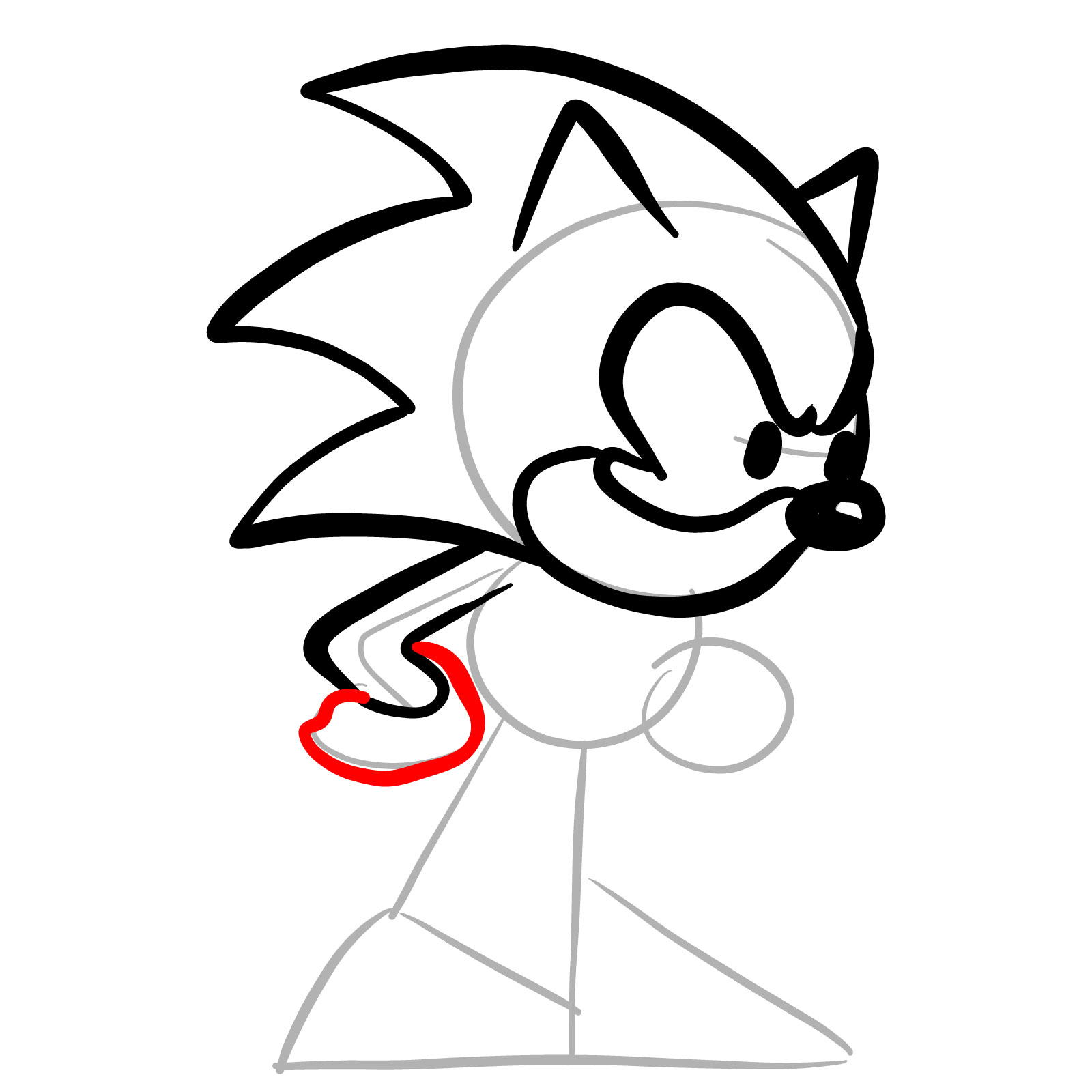 How to draw Dorkly Sonic from FNF - step 11