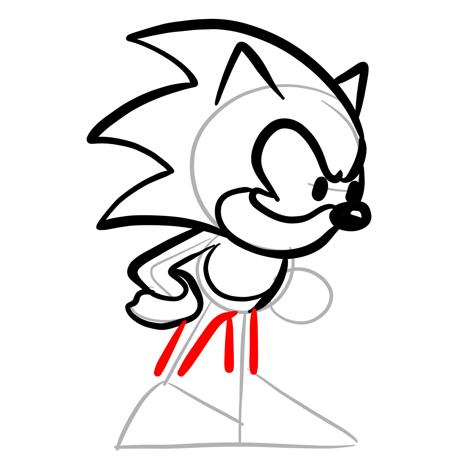 How to draw Dorkly Sonic from FNF - step 13