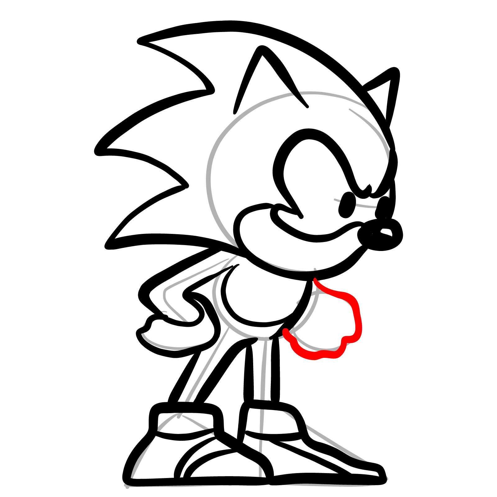 How to draw Dorkly Sonic from FNF - step 16