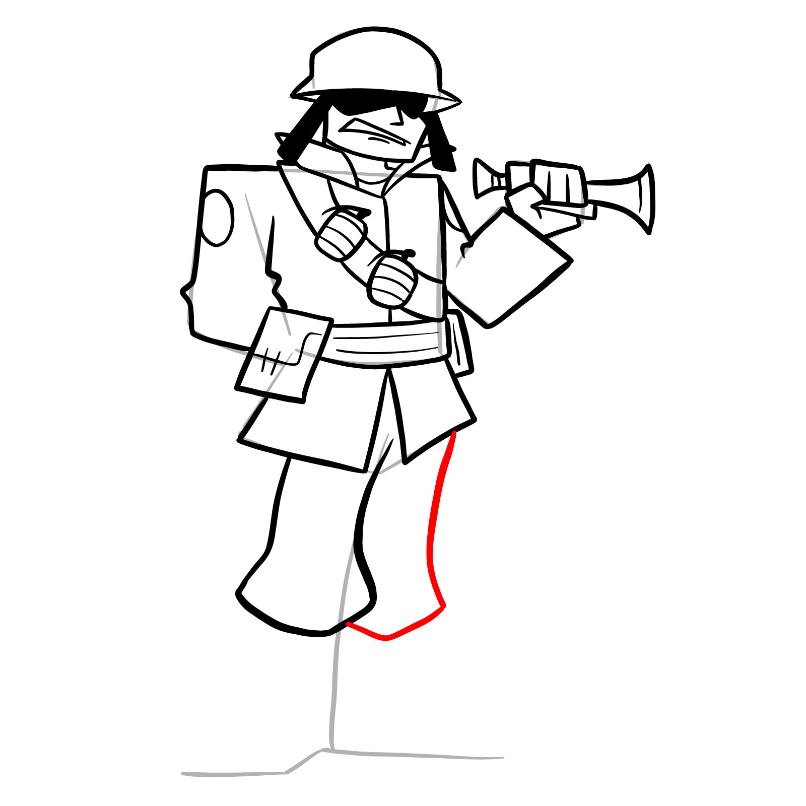 How to draw Soldier (Mister Jane Doe) - step 24
