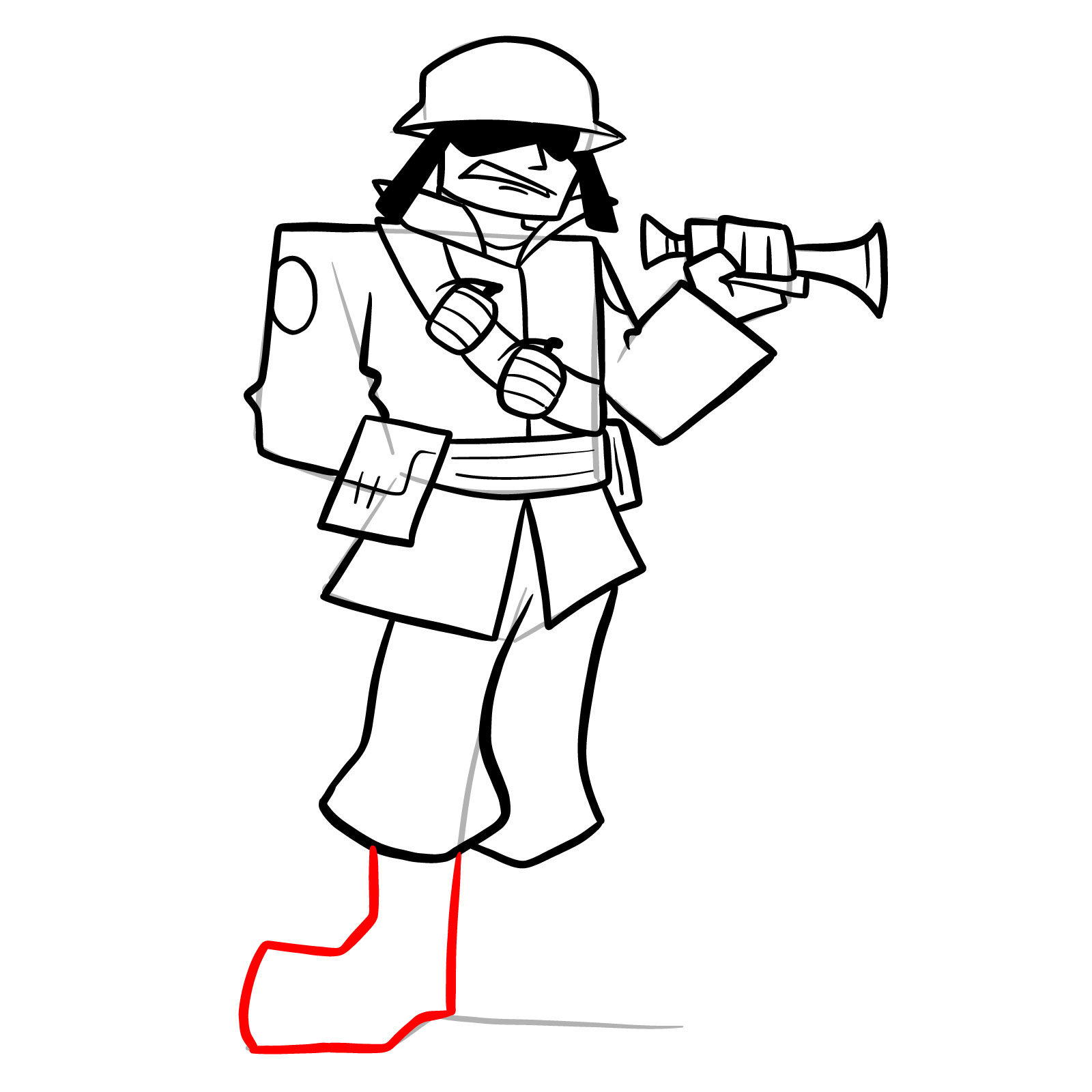 How to draw Soldier (Mister Jane Doe) - step 25