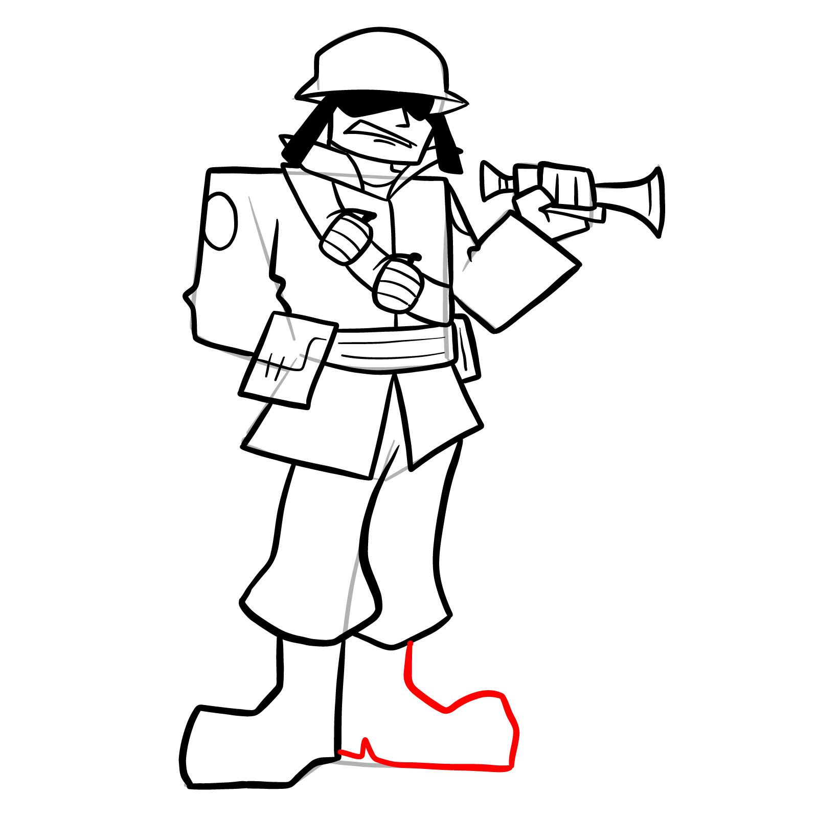 How to draw Soldier (Mister Jane Doe) - step 26