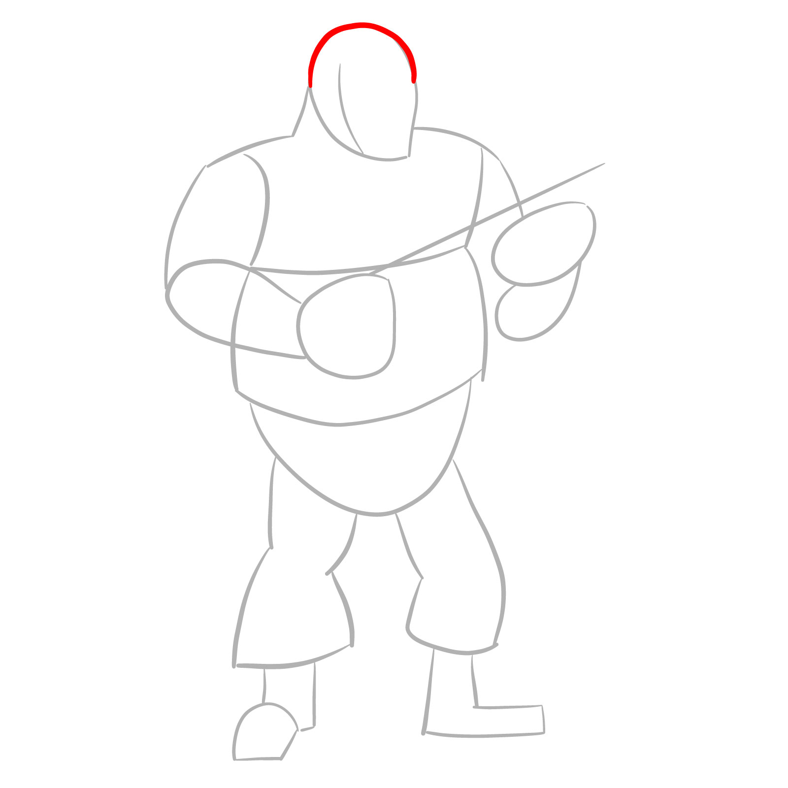 How to draw Heavy from FNF Vs Mann Co - step 04