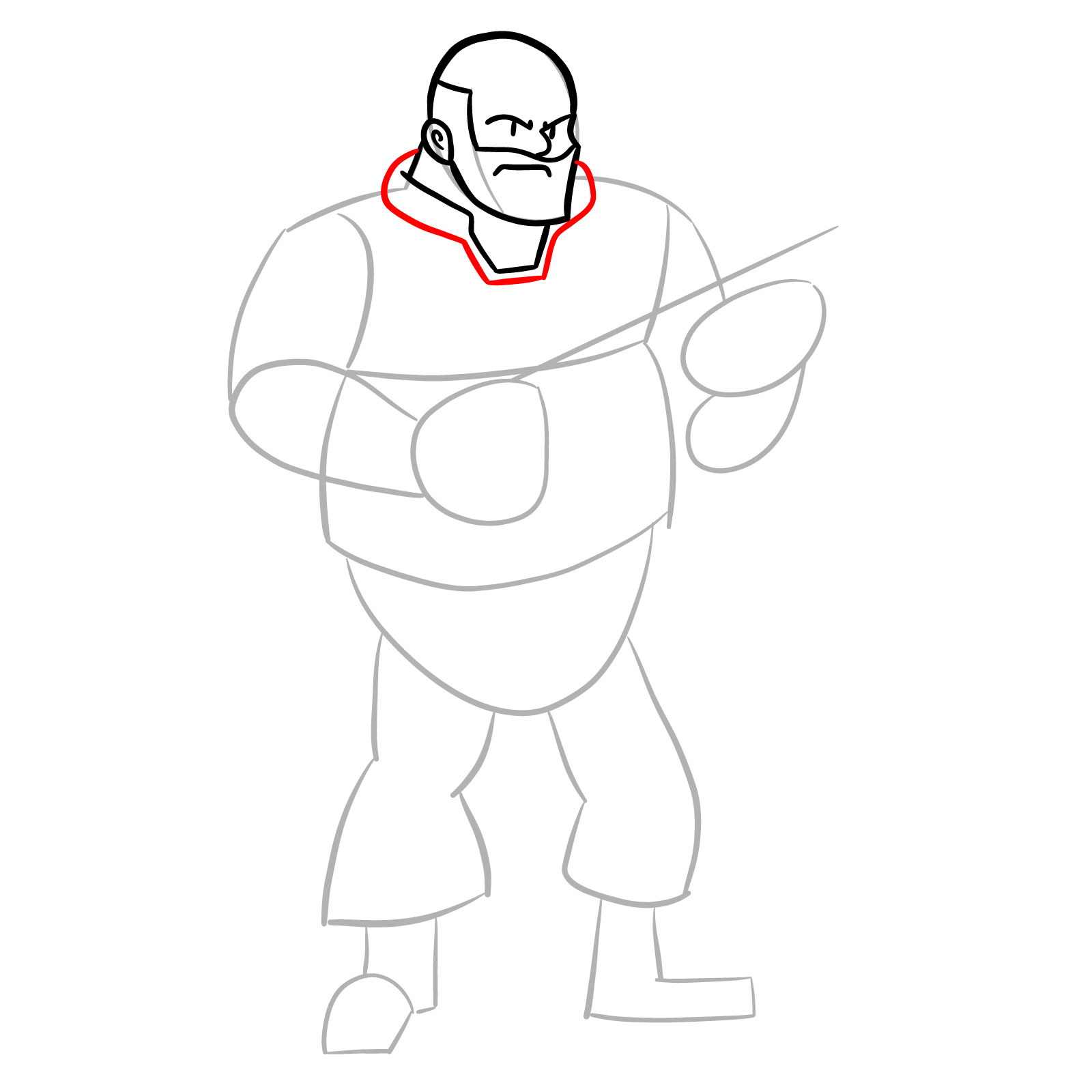 How to draw Heavy from FNF Vs Mann Co - step 12