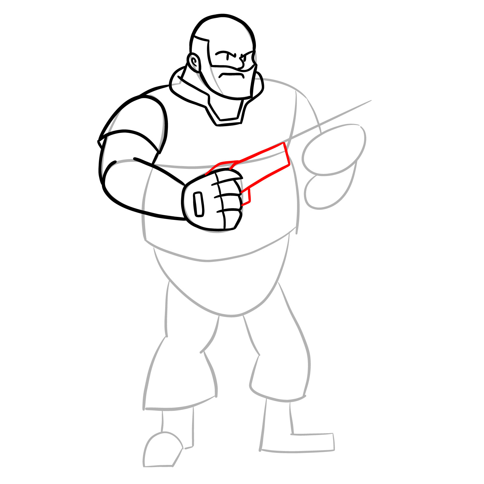 How to draw Heavy from FNF Vs Mann Co - step 19