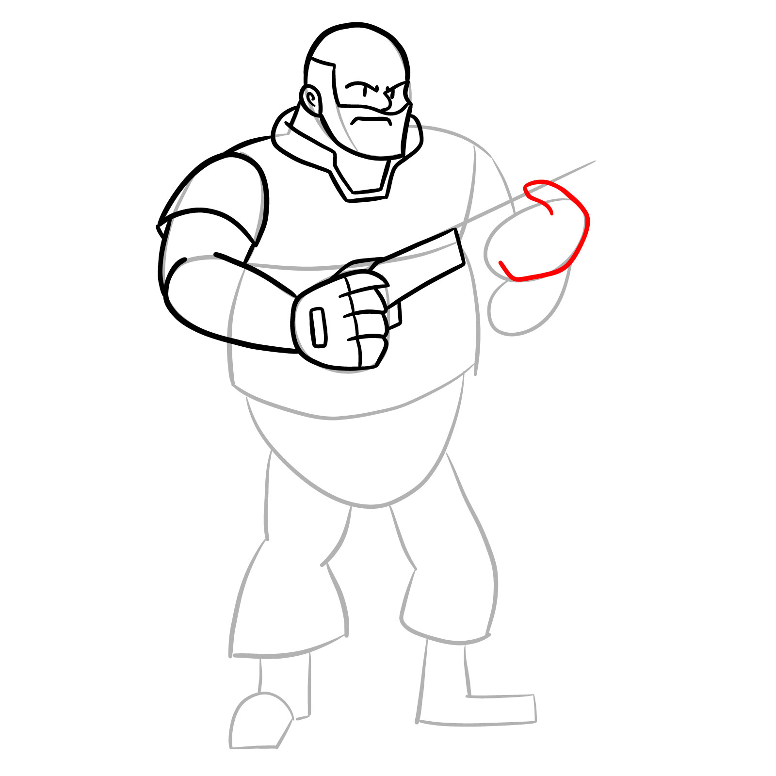 How to draw Heavy from FNF Vs Mann Co - step 20