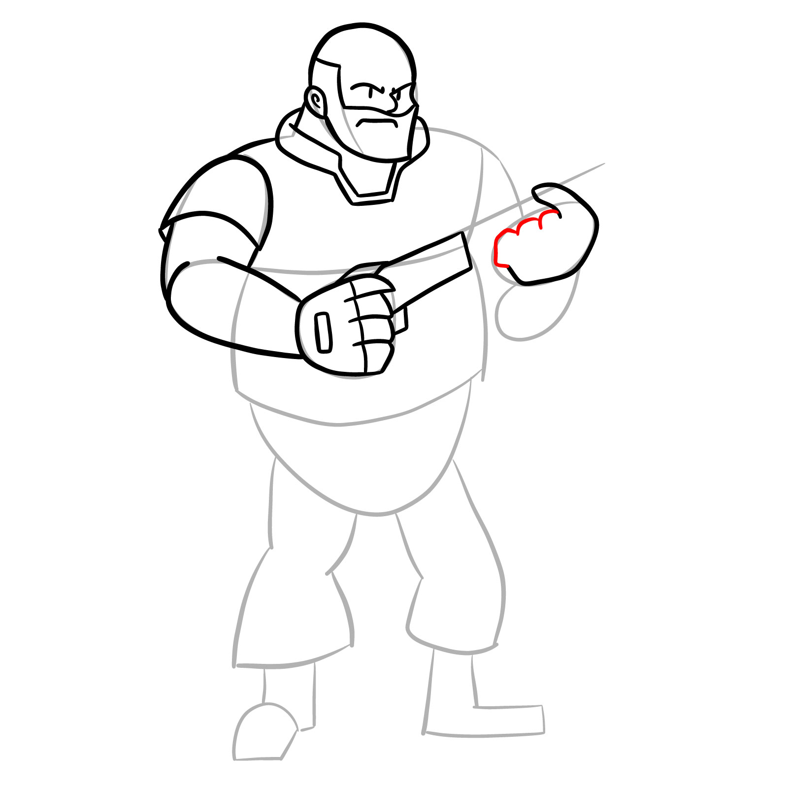 How to draw Heavy from FNF Vs Mann Co - step 21