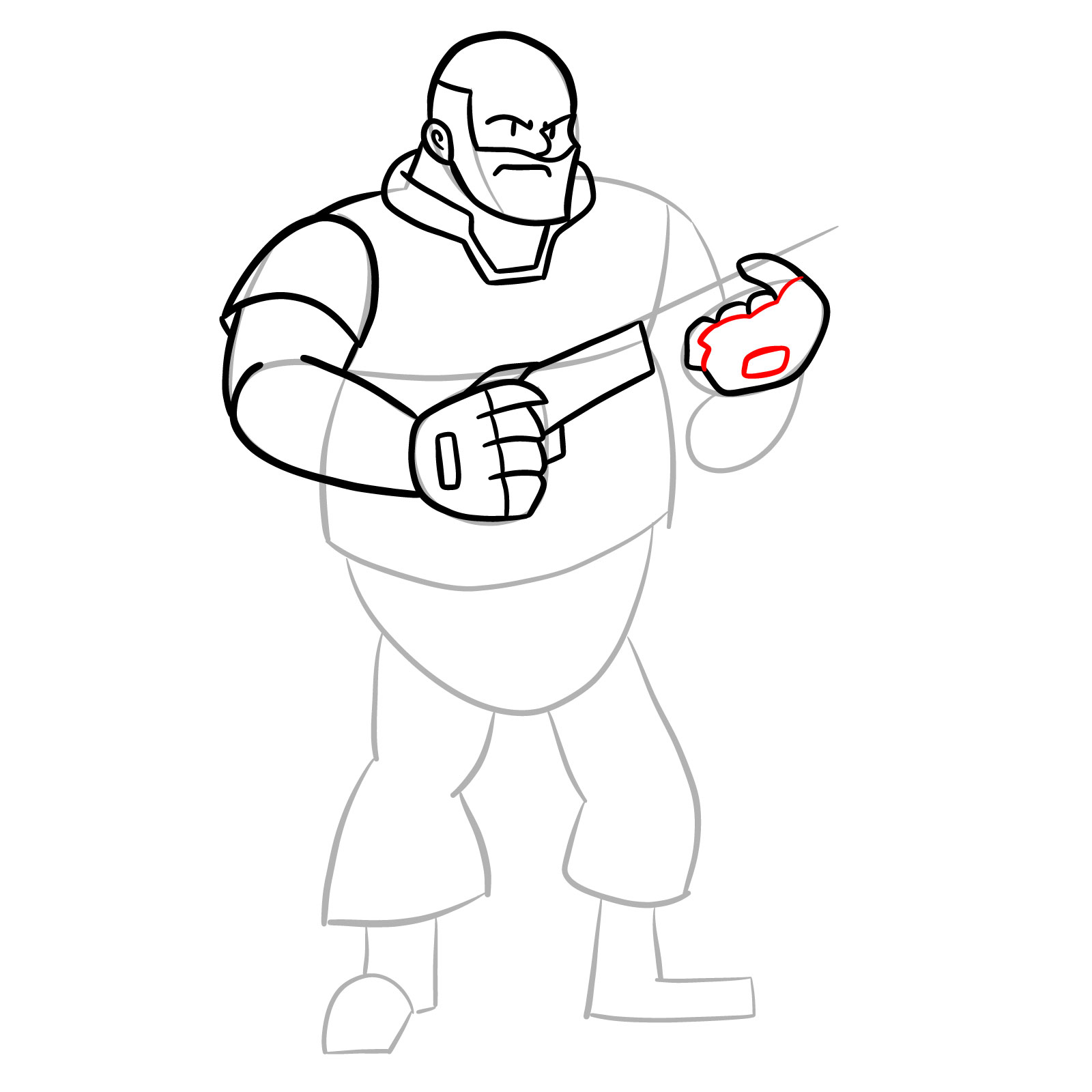 How to draw Heavy from FNF Vs Mann Co - step 22
