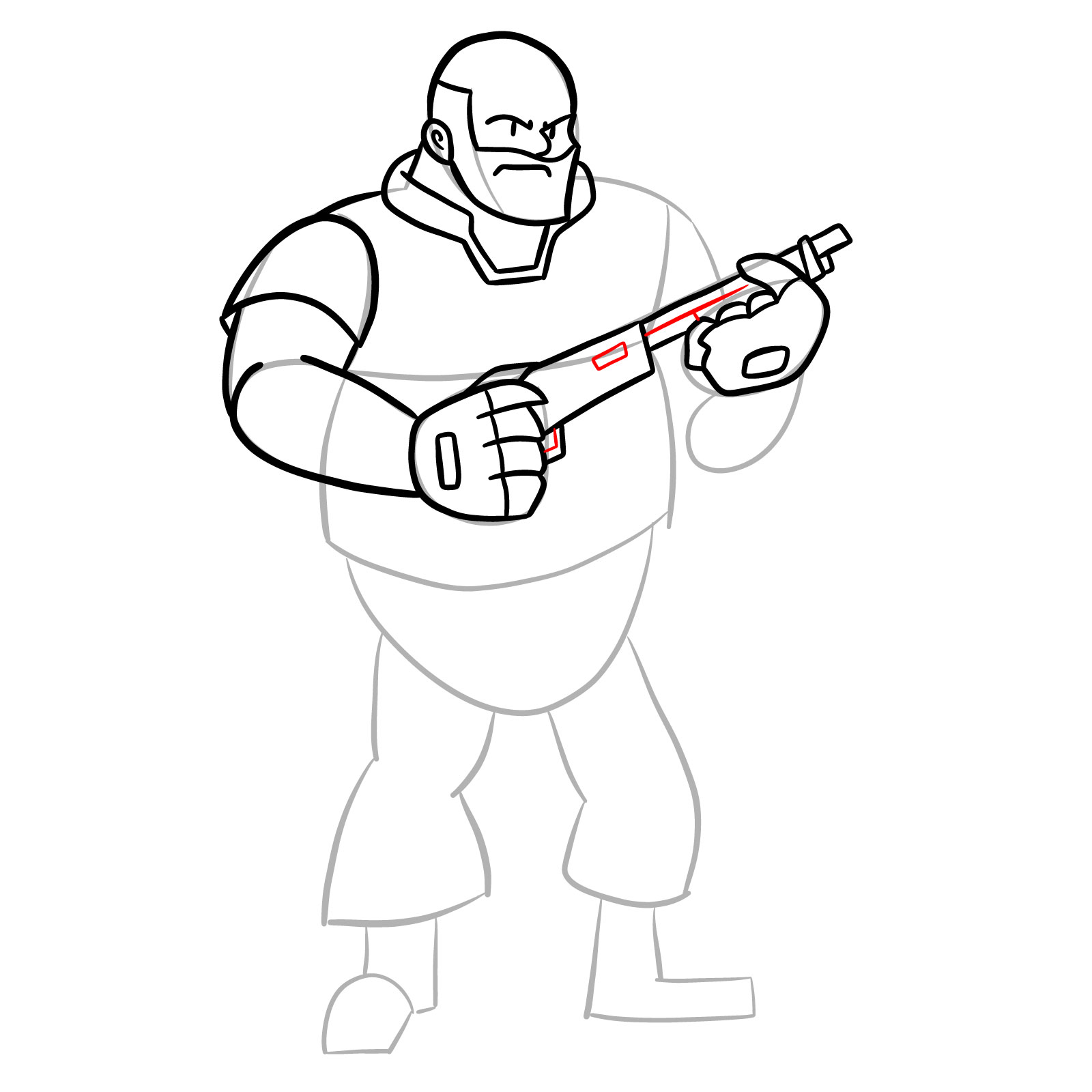 How to draw Heavy from FNF Vs Mann Co - step 24