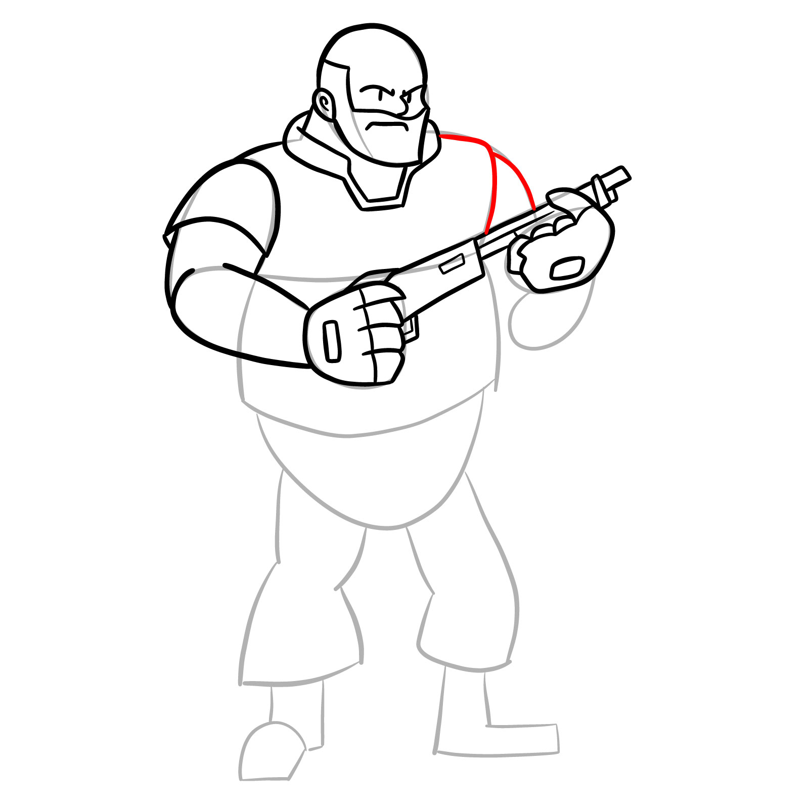 How to draw Heavy from FNF Vs Mann Co - step 25