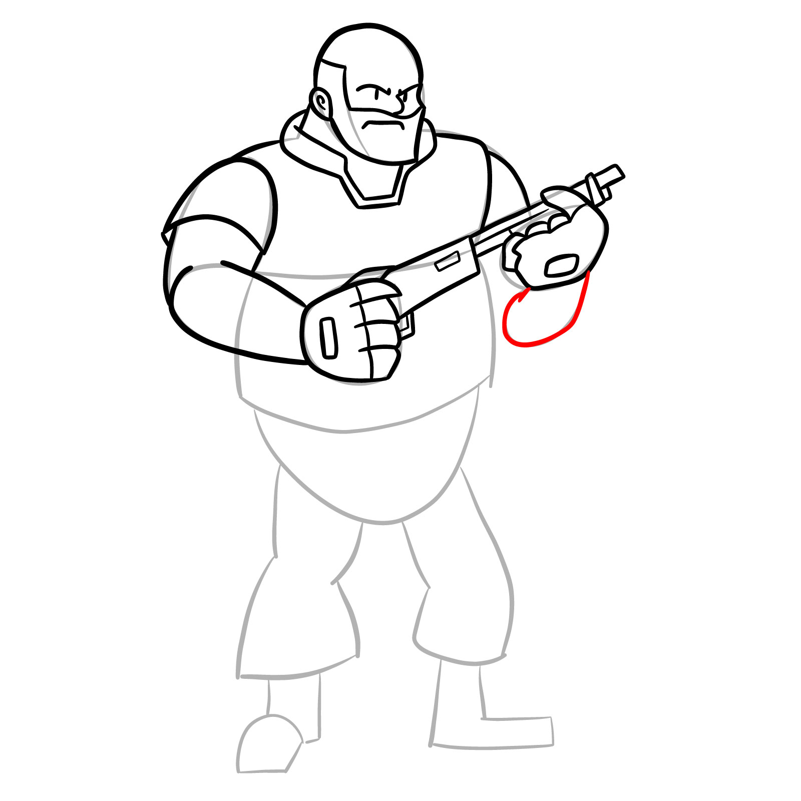 How to draw Heavy from FNF Vs Mann Co - step 26
