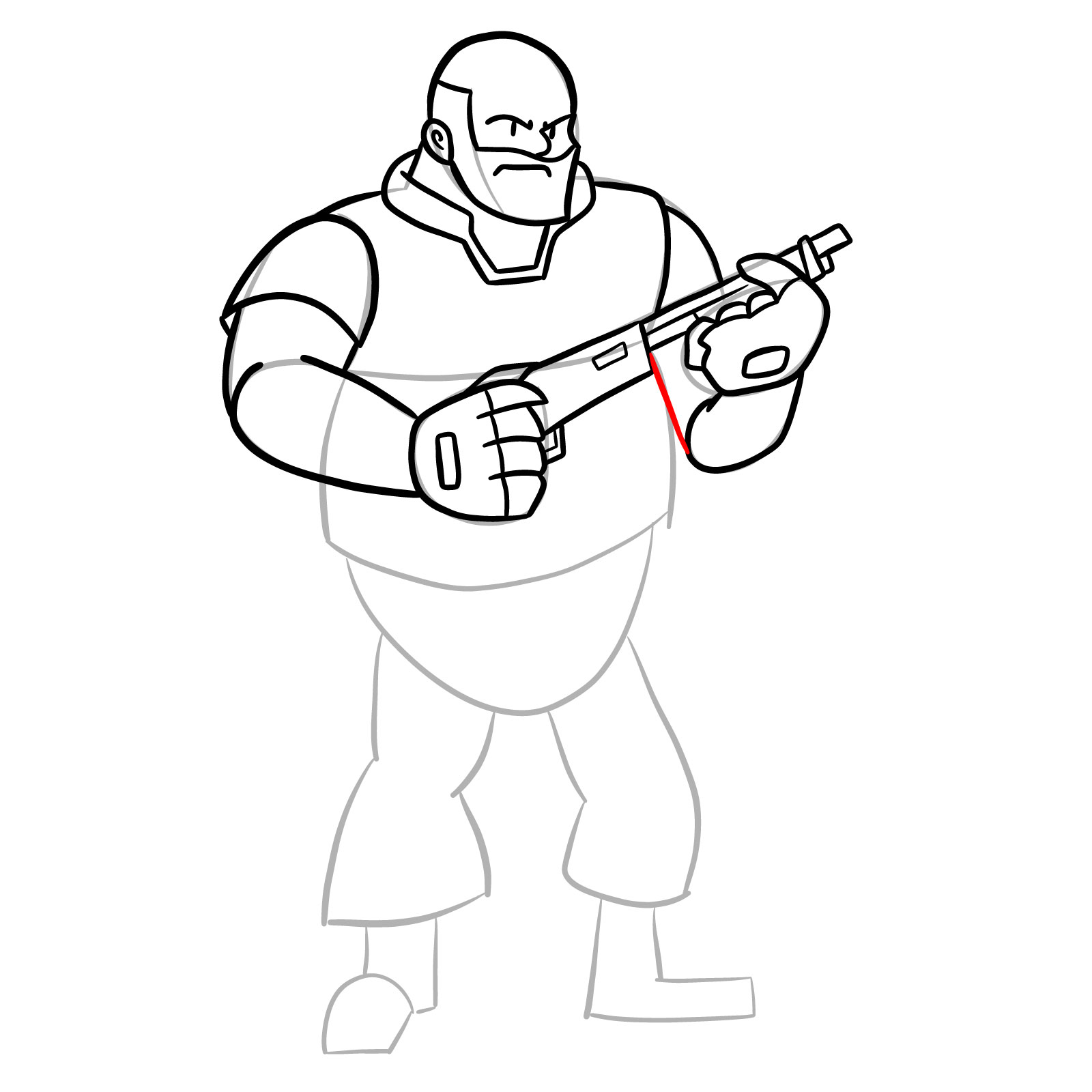 How to draw Heavy from FNF Vs Mann Co - step 27