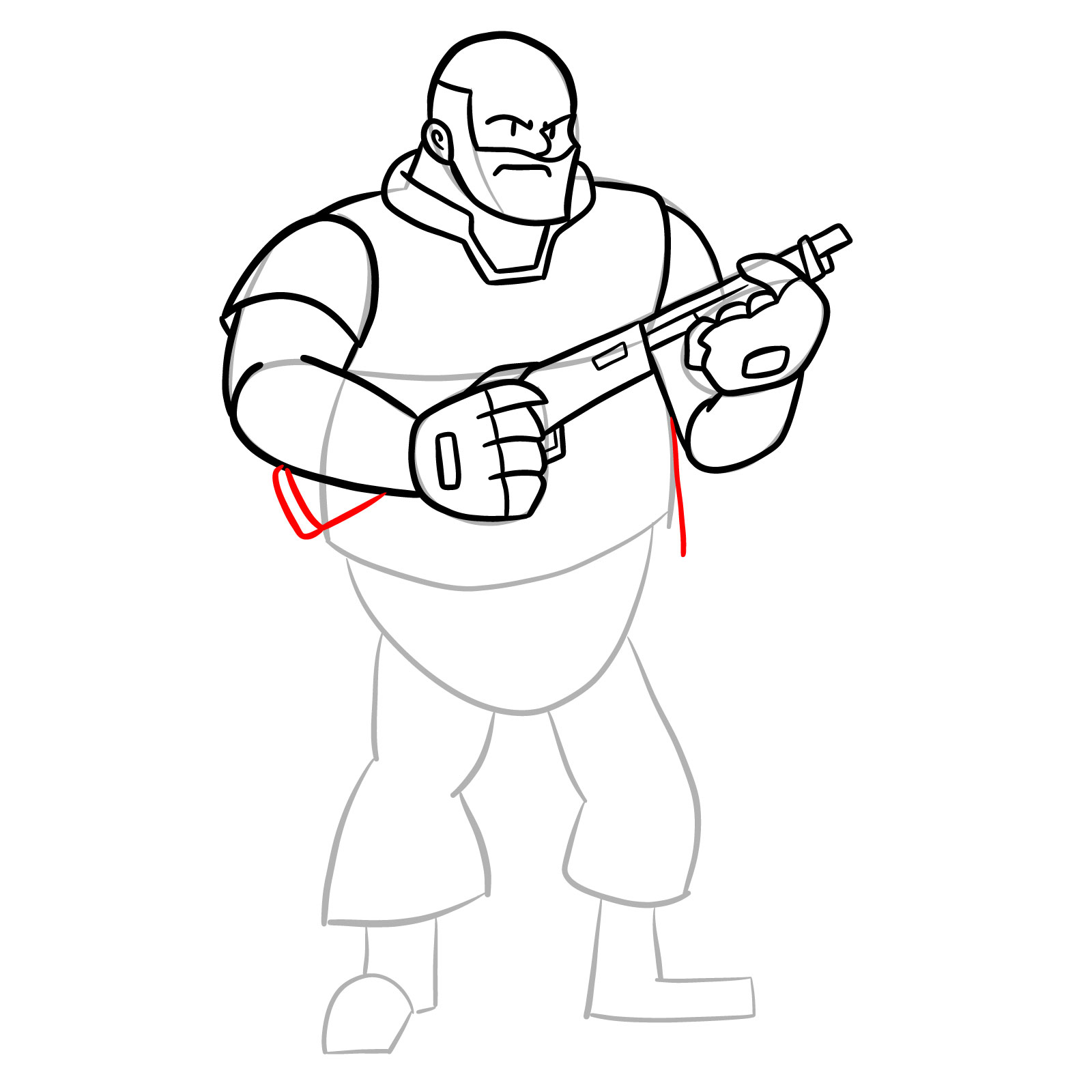 How to draw Heavy from FNF Vs Mann Co - step 28