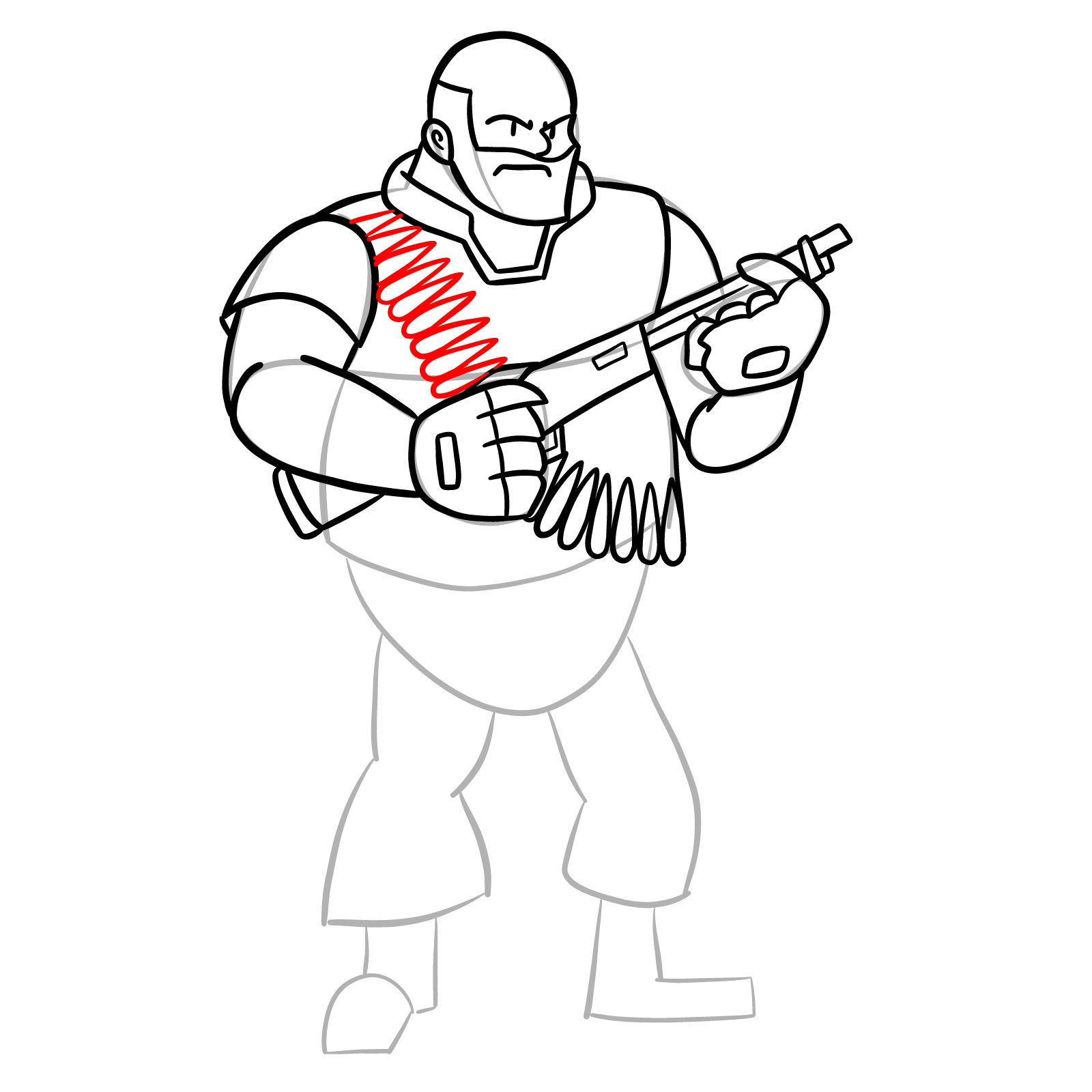 How to draw Heavy from FNF Vs Mann Co - step 30