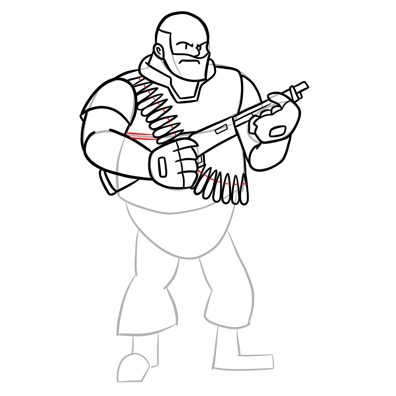 How to draw Heavy from FNF Vs Mann Co - step 31
