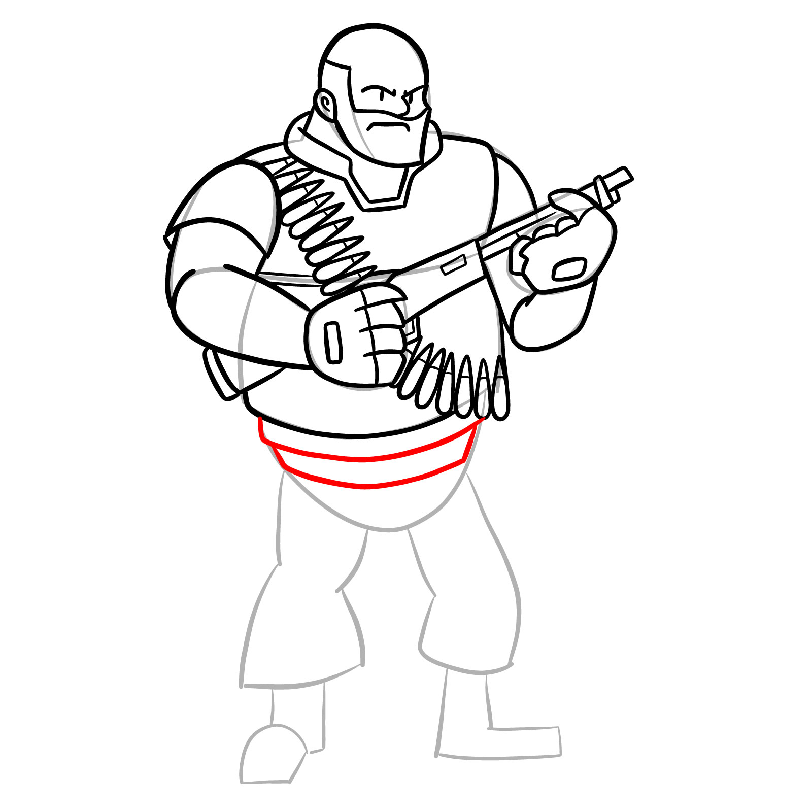 How to draw Heavy from FNF Vs Mann Co - step 33