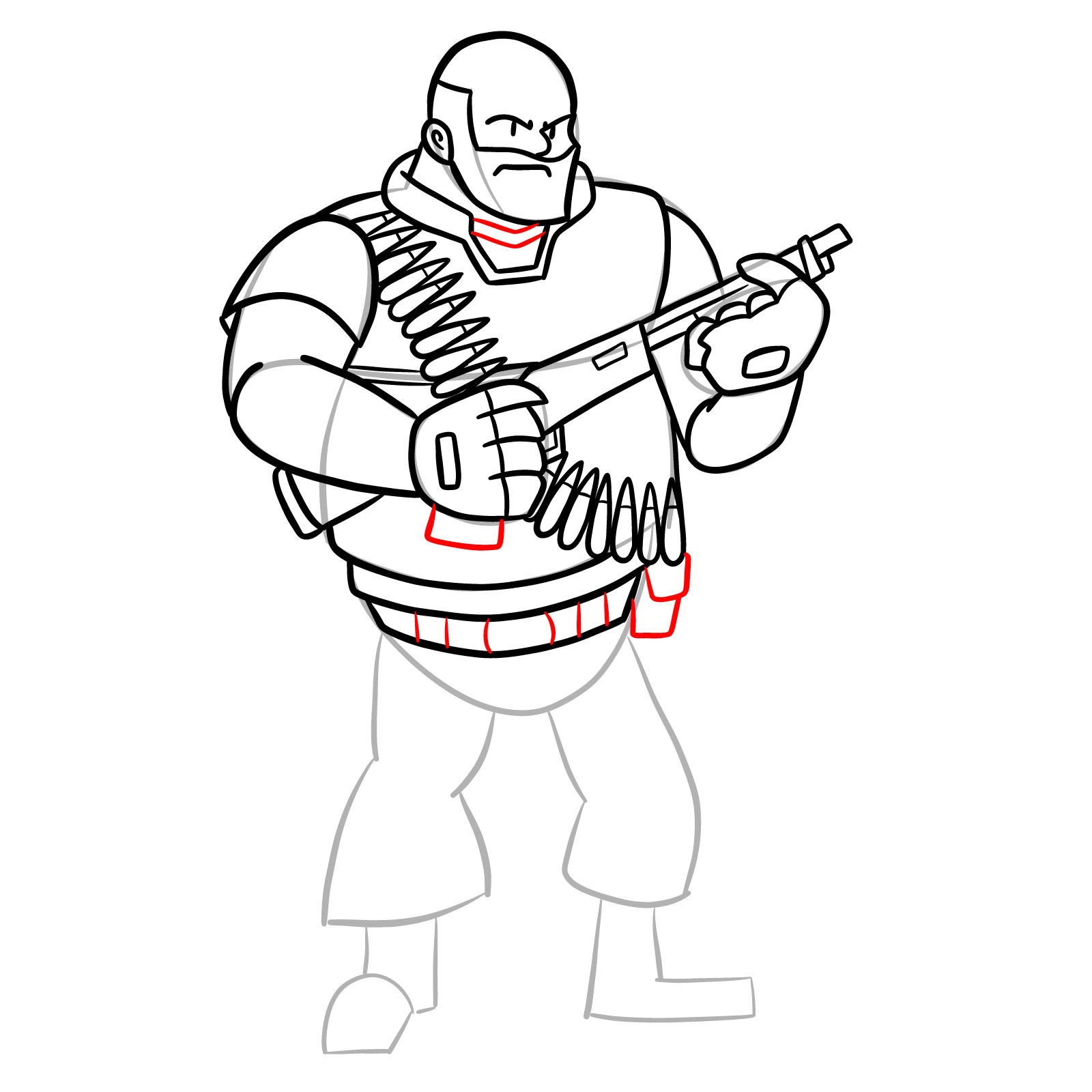 How to draw Heavy from FNF Vs Mann Co - step 34