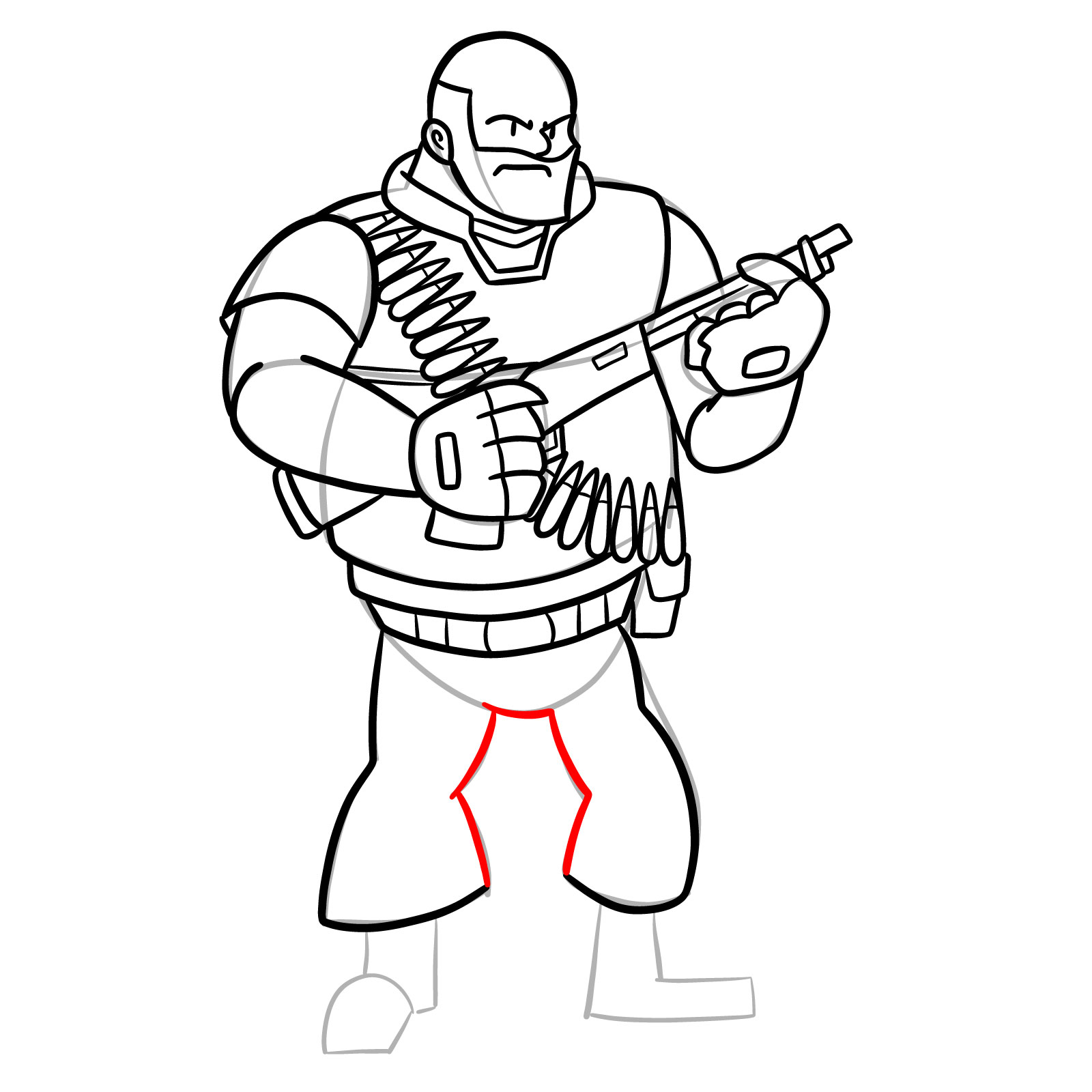 How to draw Heavy from FNF Vs Mann Co - step 36