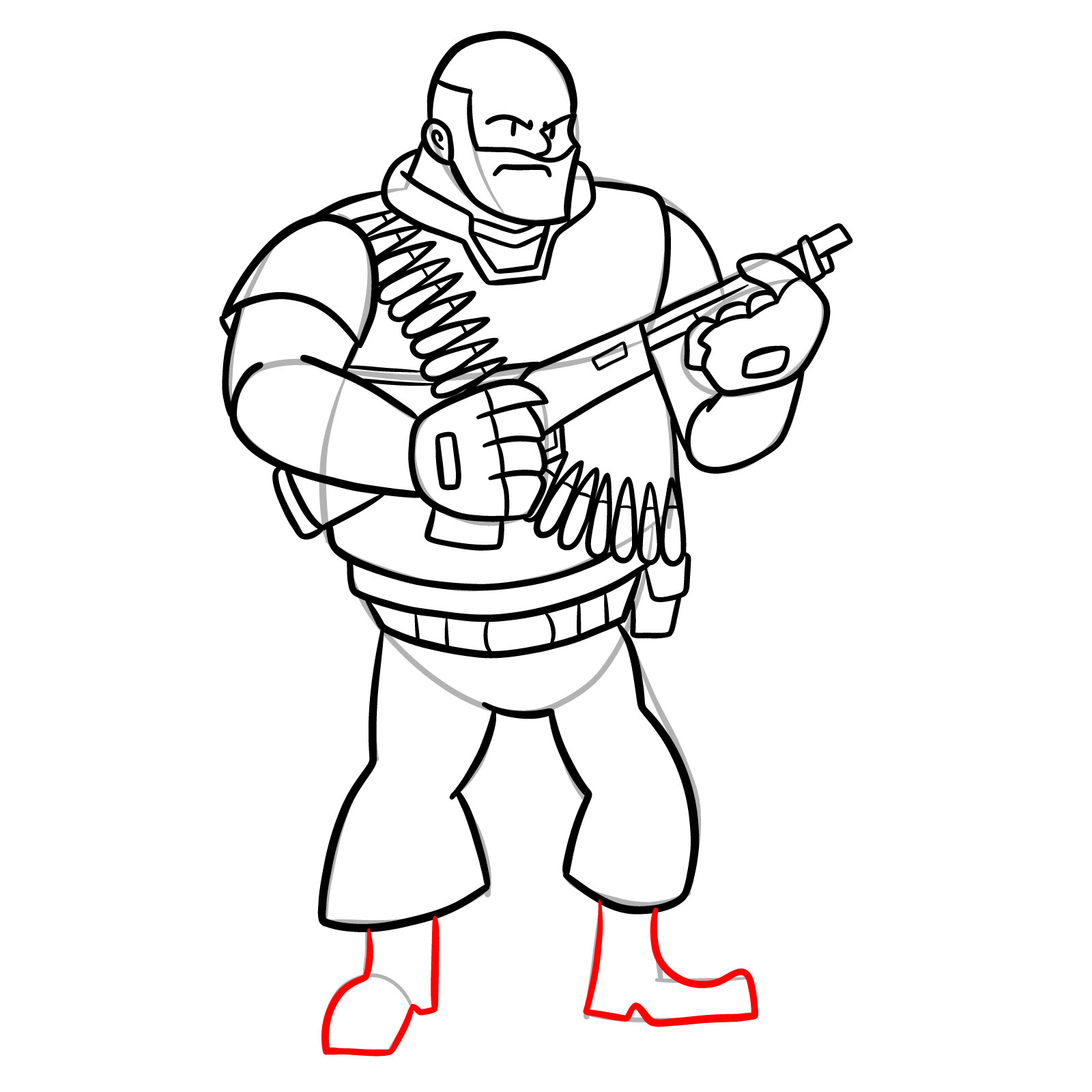 How to draw Heavy from FNF Vs Mann Co - step 37