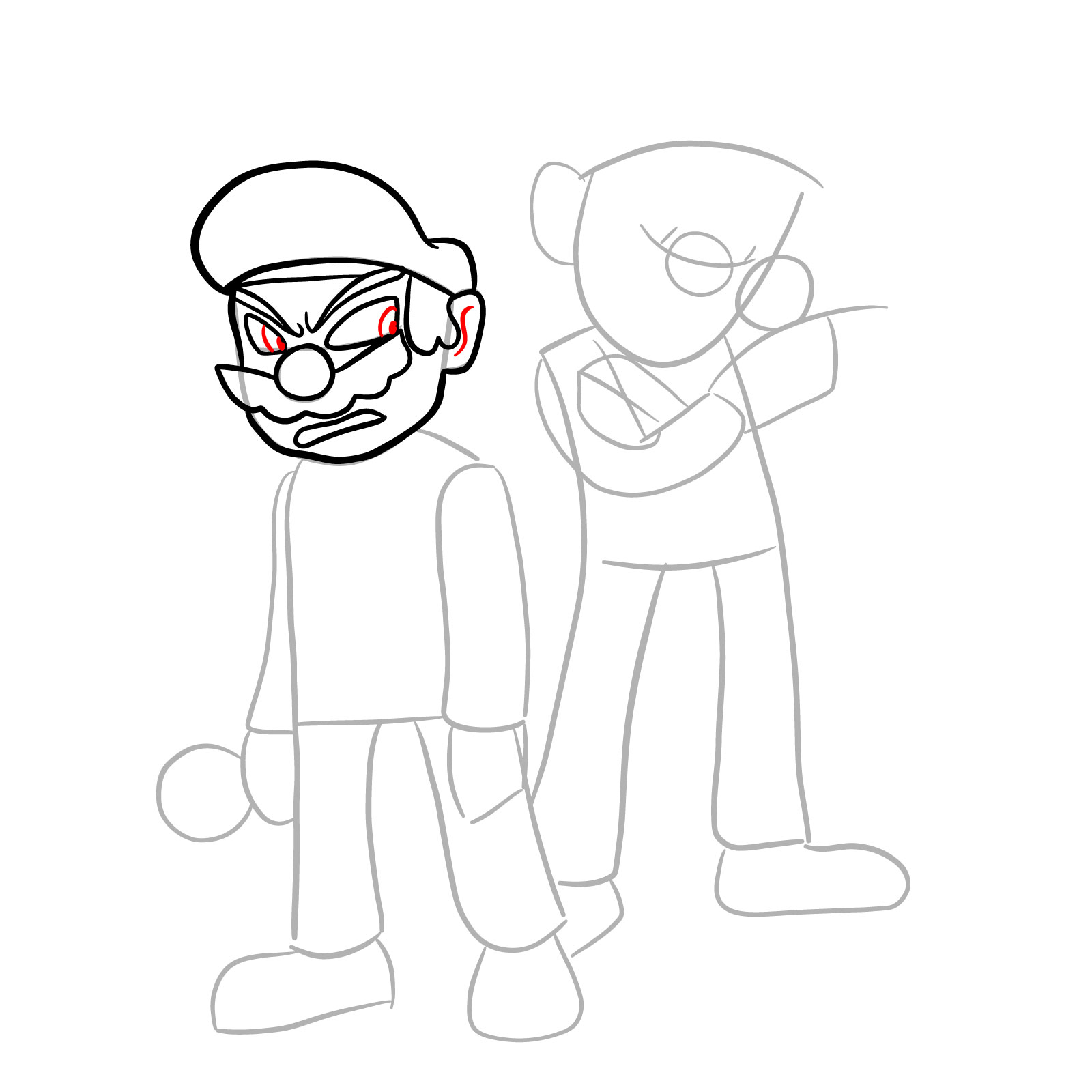 How to draw Mario and Luigi from Tails Gets Trolled - step 11