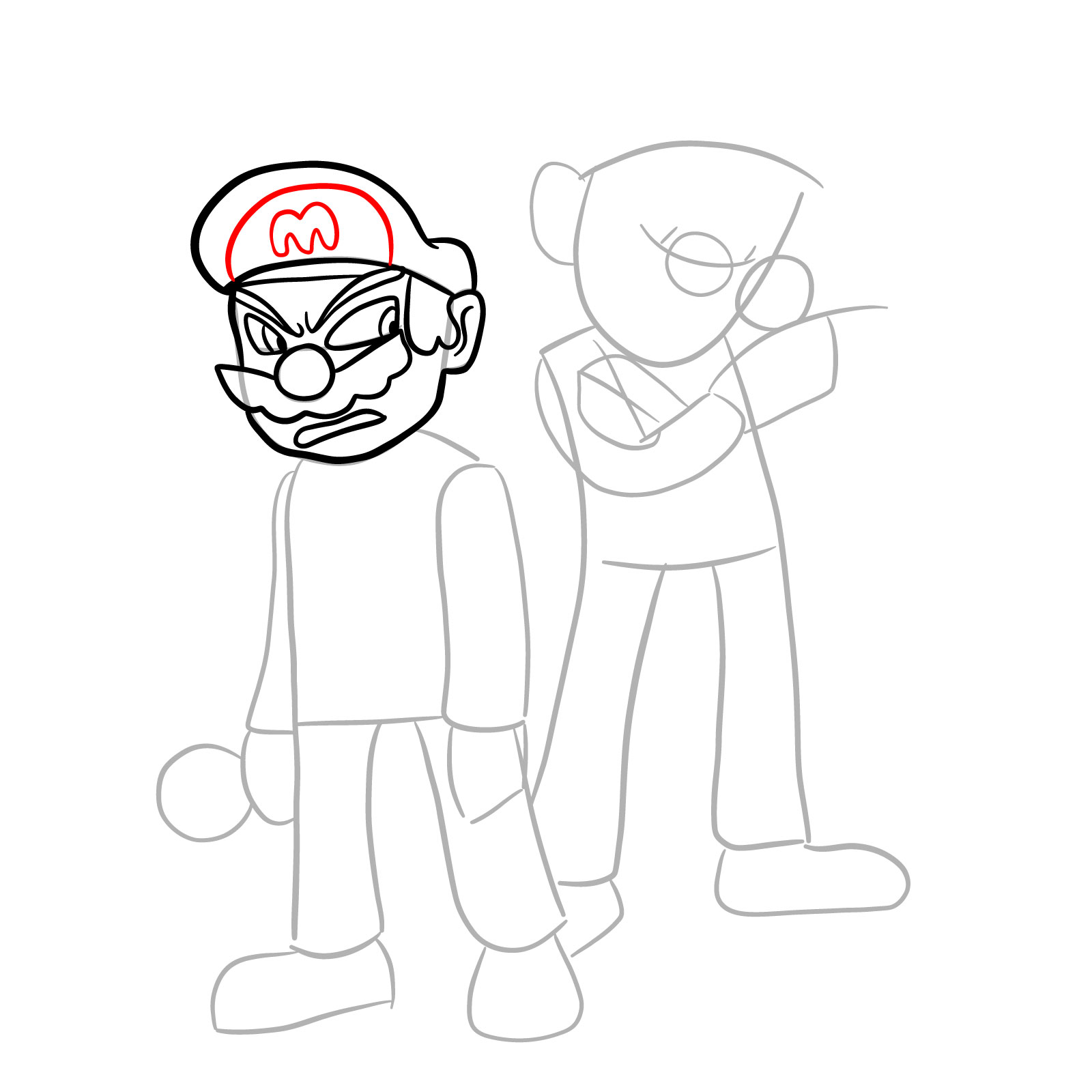How to draw Mario and Luigi from Tails Gets Trolled - step 12