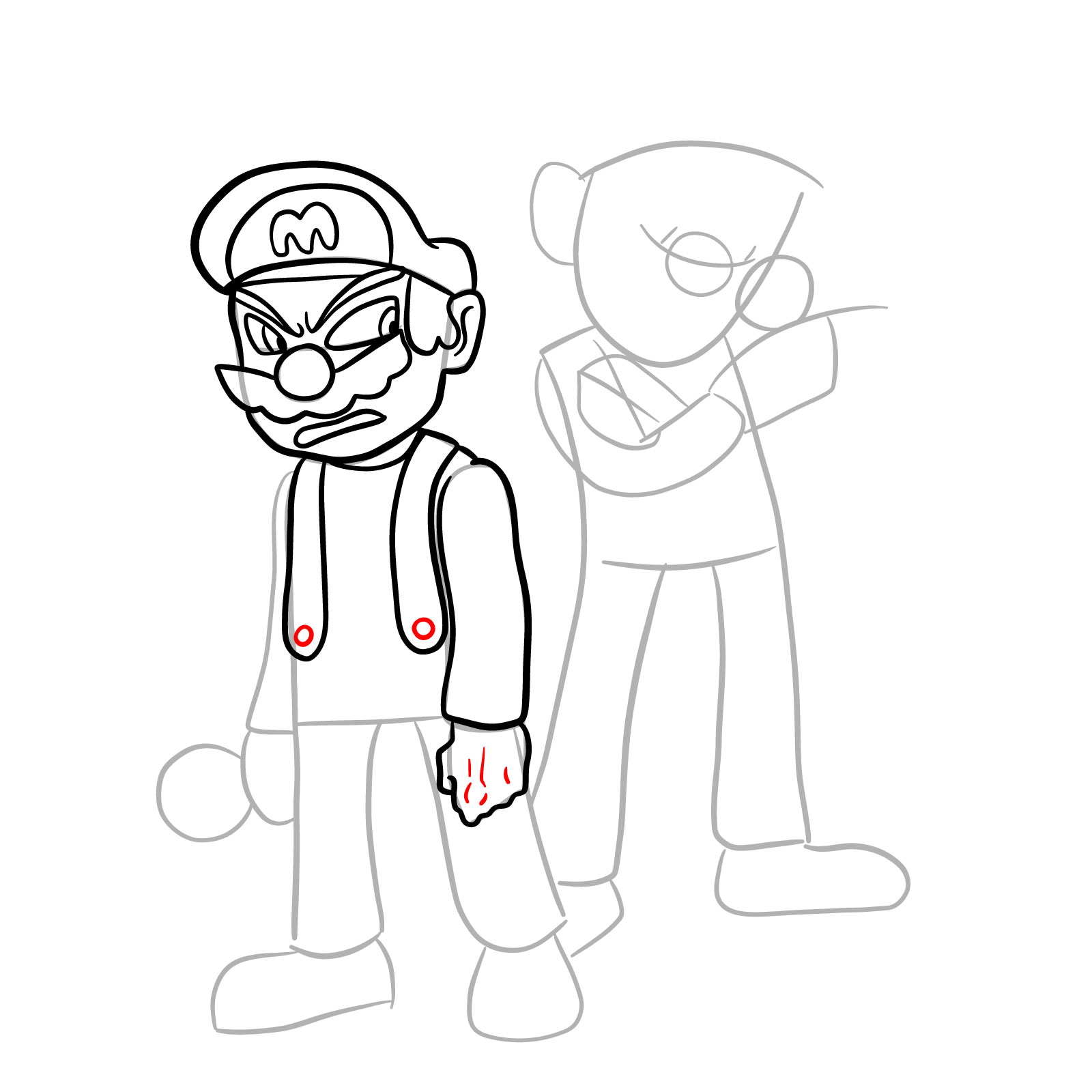 How to draw Mario and Luigi from Tails Gets Trolled - step 16