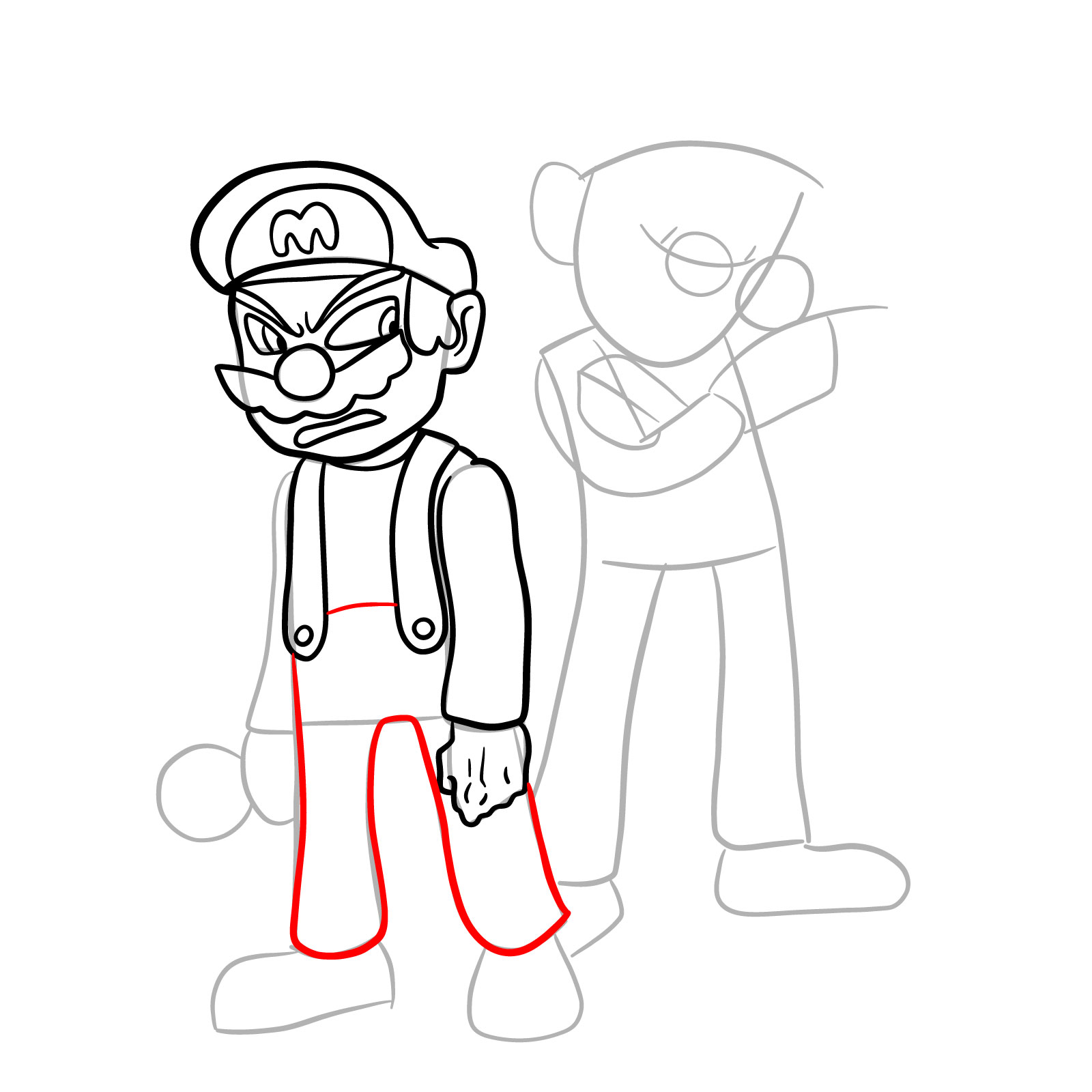 How to draw Mario and Luigi from Tails Gets Trolled - step 17