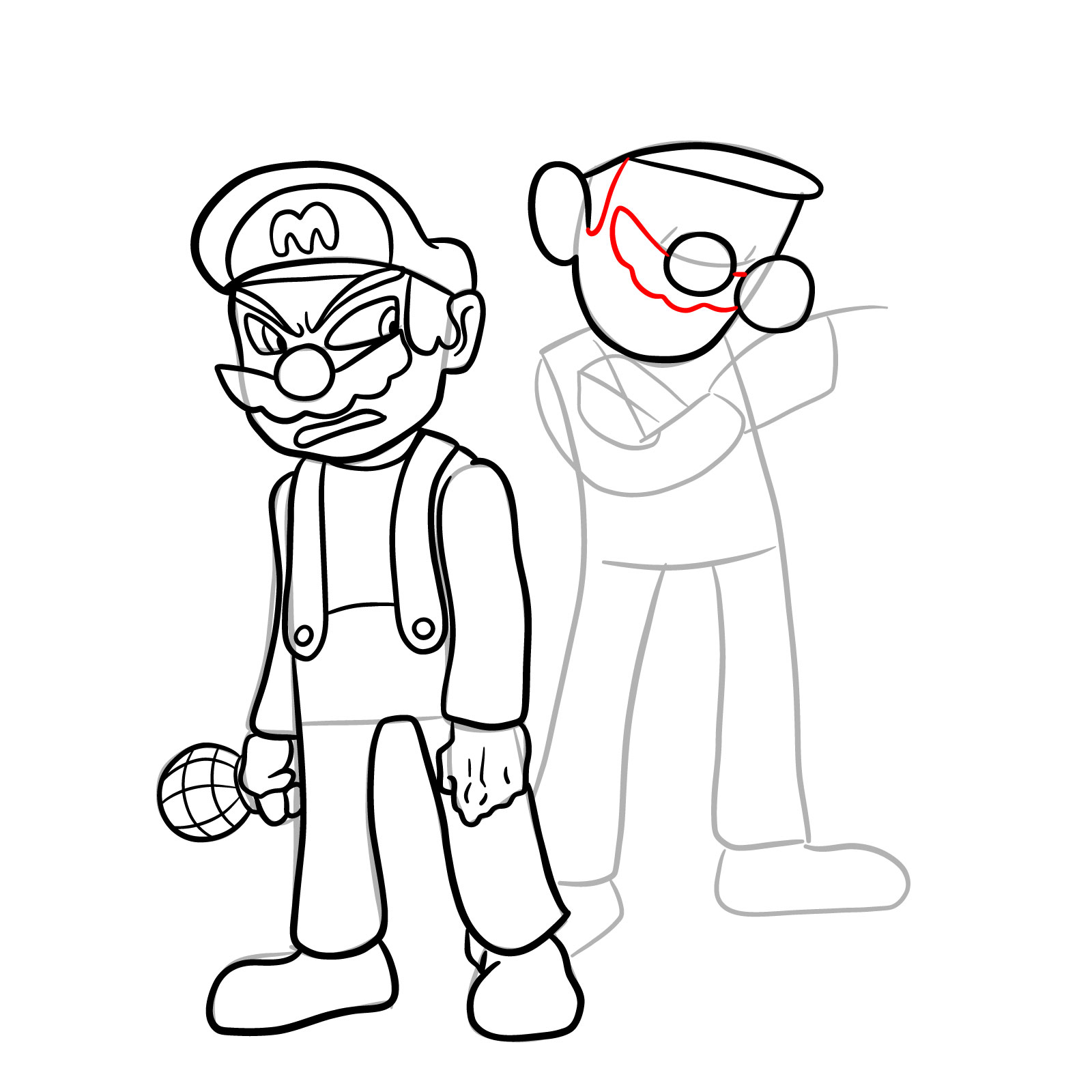 How to draw Mario and Luigi from Tails Gets Trolled - step 28