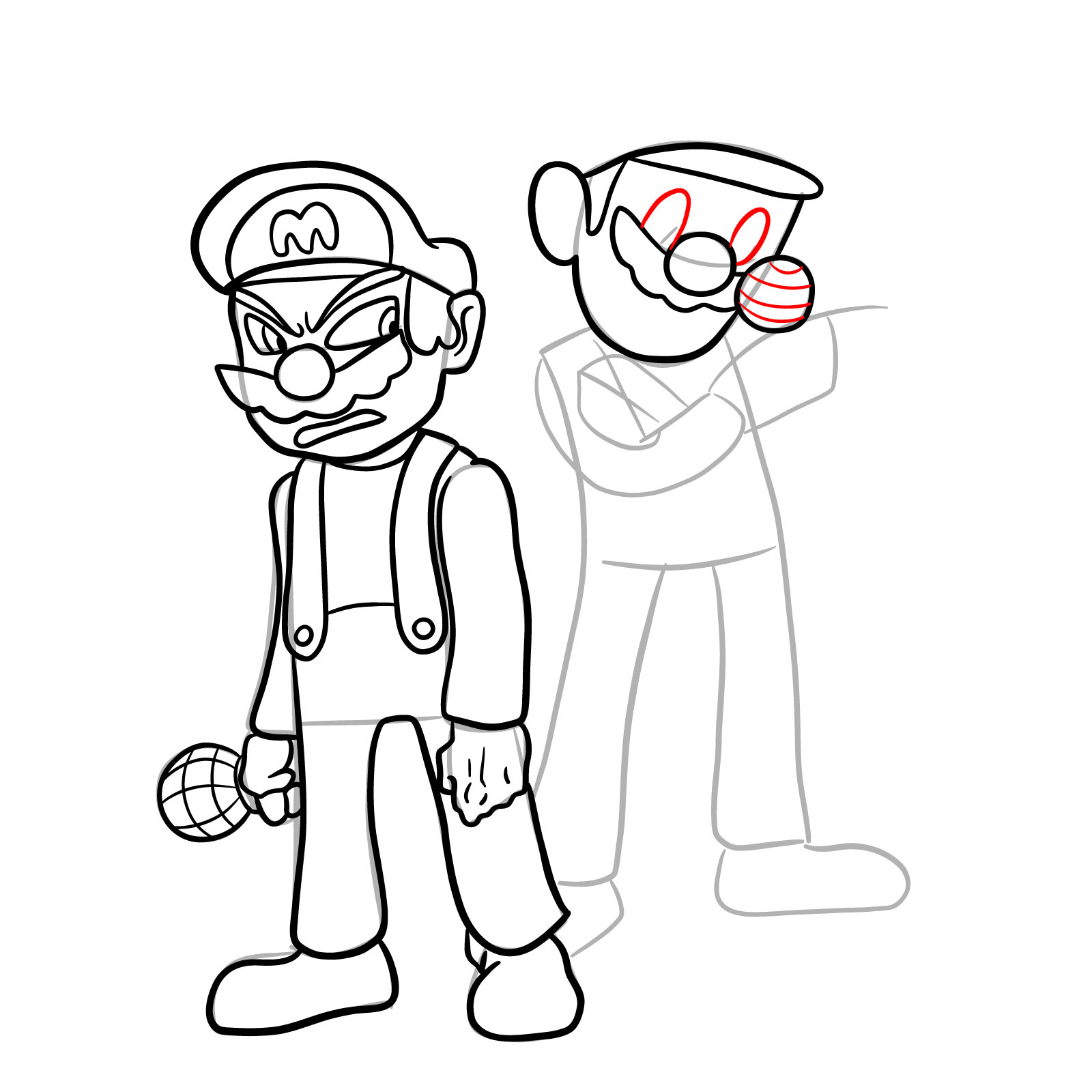 How to draw Mario and Luigi from Tails Gets Trolled - step 29