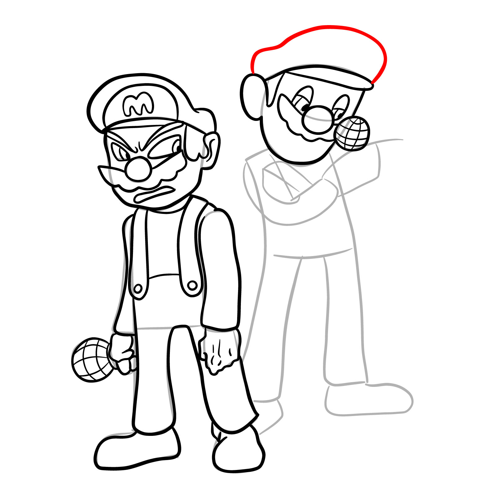 How to draw Mario and Luigi from Tails Gets Trolled - step 31