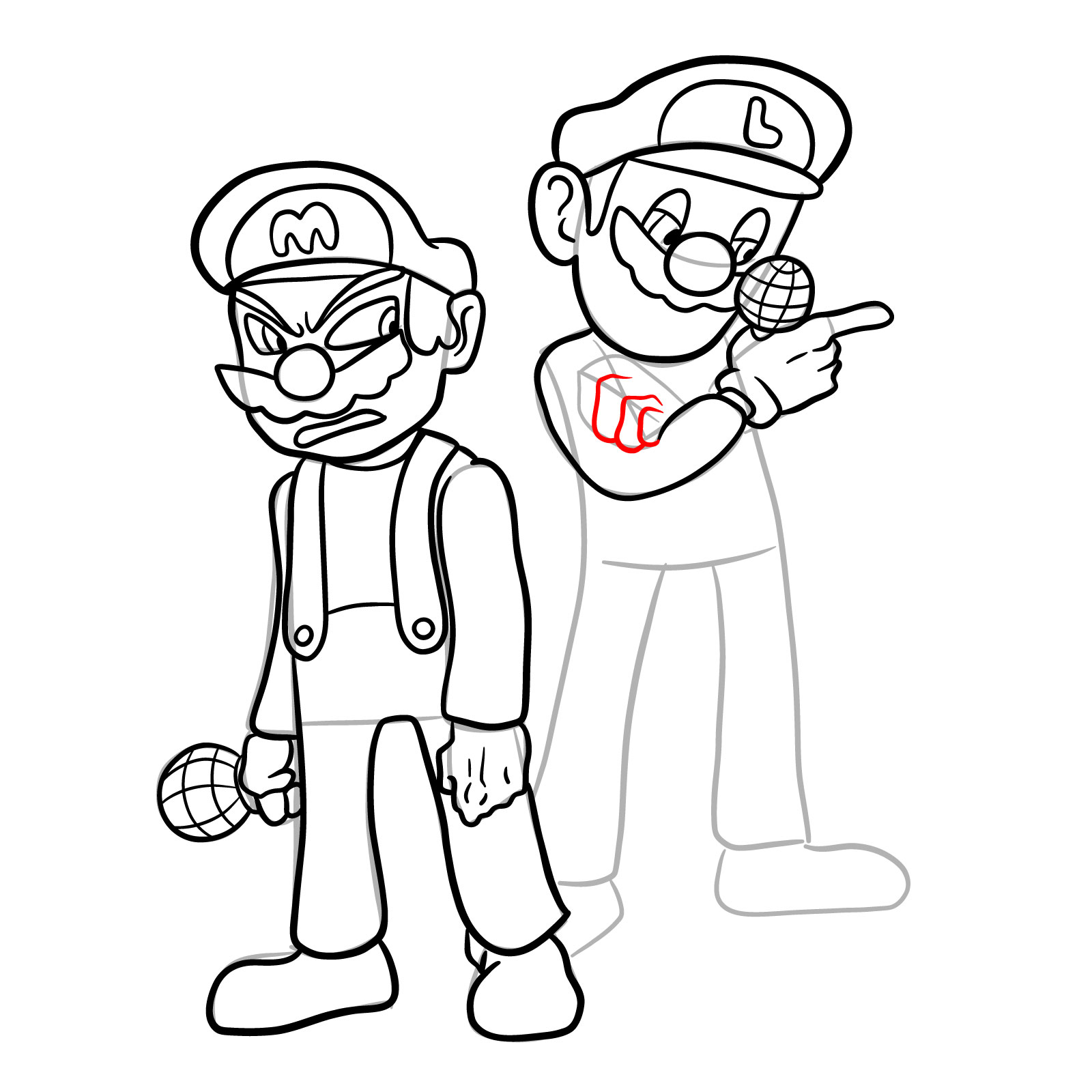 How to draw Mario and Luigi from Tails Gets Trolled - step 36