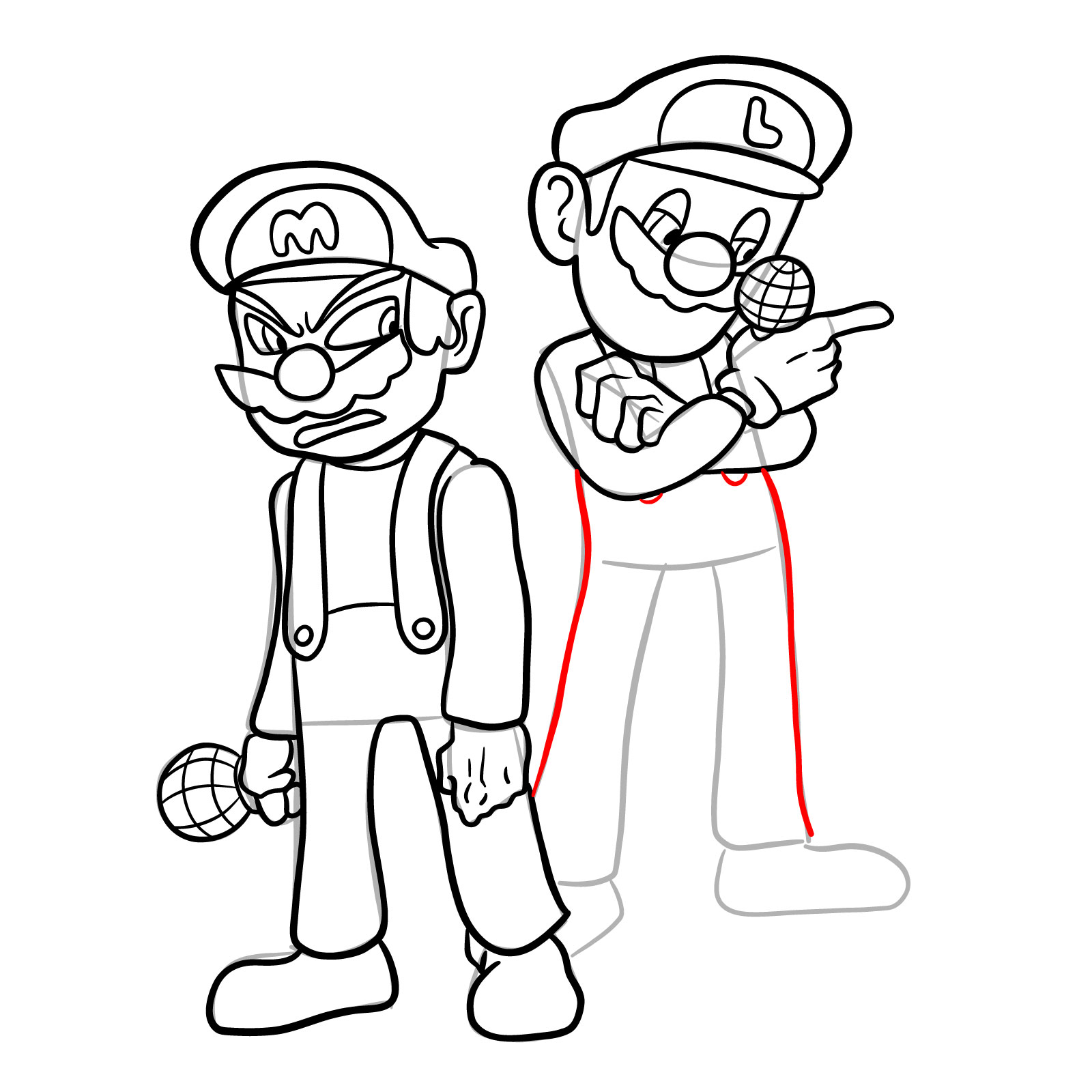 How to draw Mario and Luigi from Tails Gets Trolled - step 39