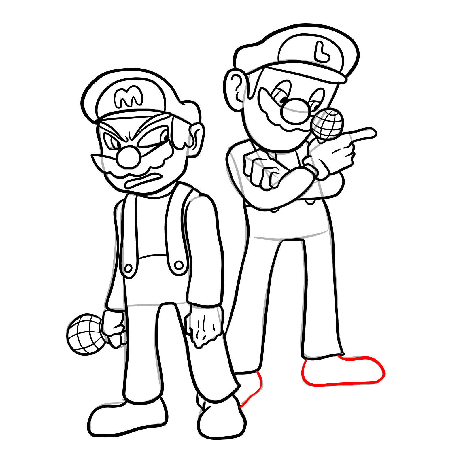 How to draw Mario and Luigi from Tails Gets Trolled - step 41