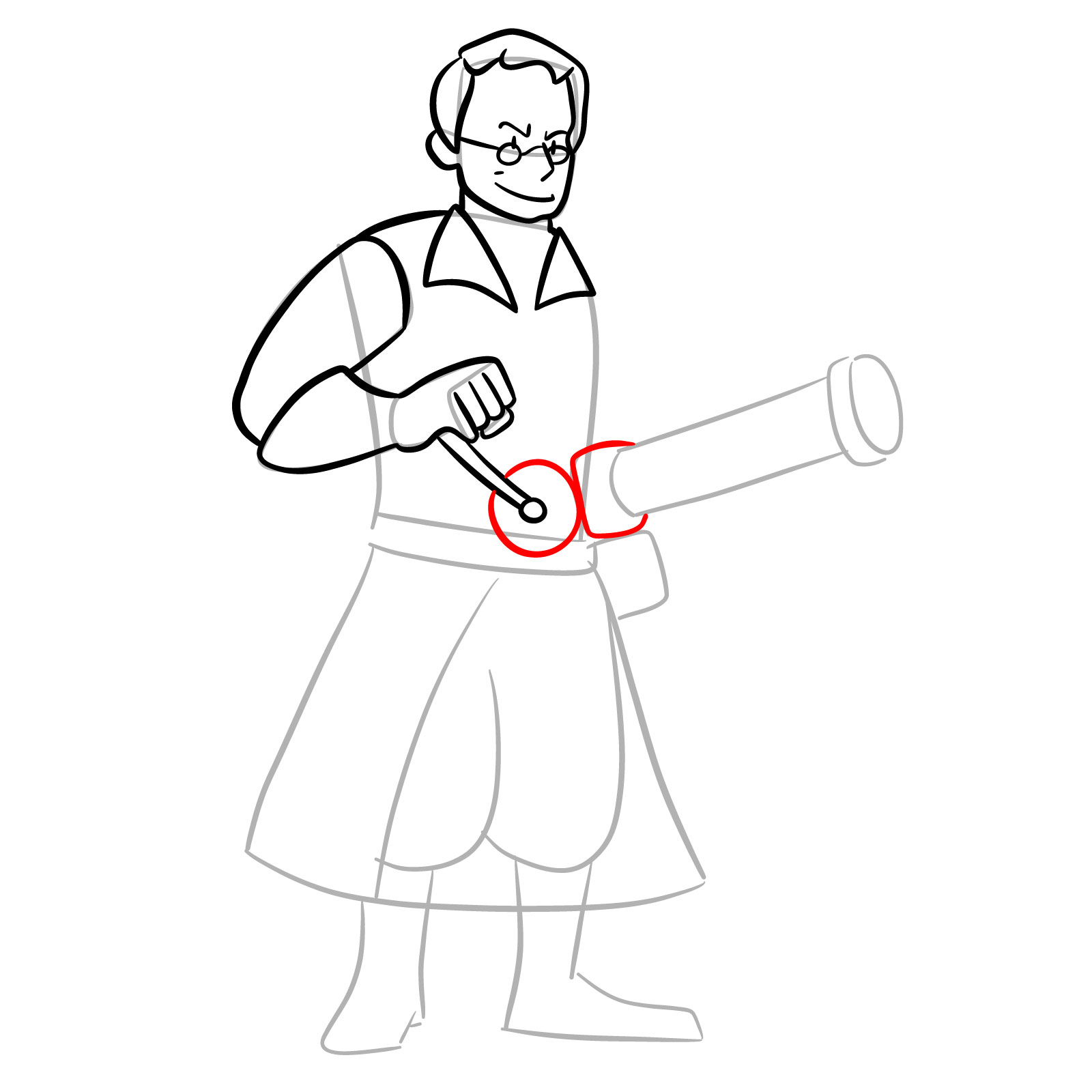 How to draw Medic from FNF Vs Mann Co - step 17