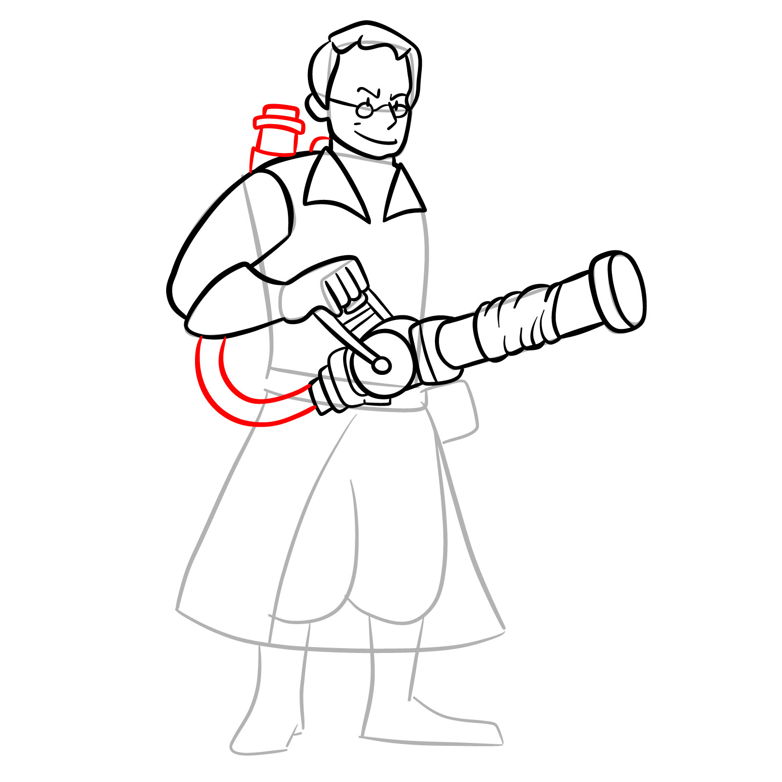 How to draw Medic from FNF Vs Mann Co - step 23